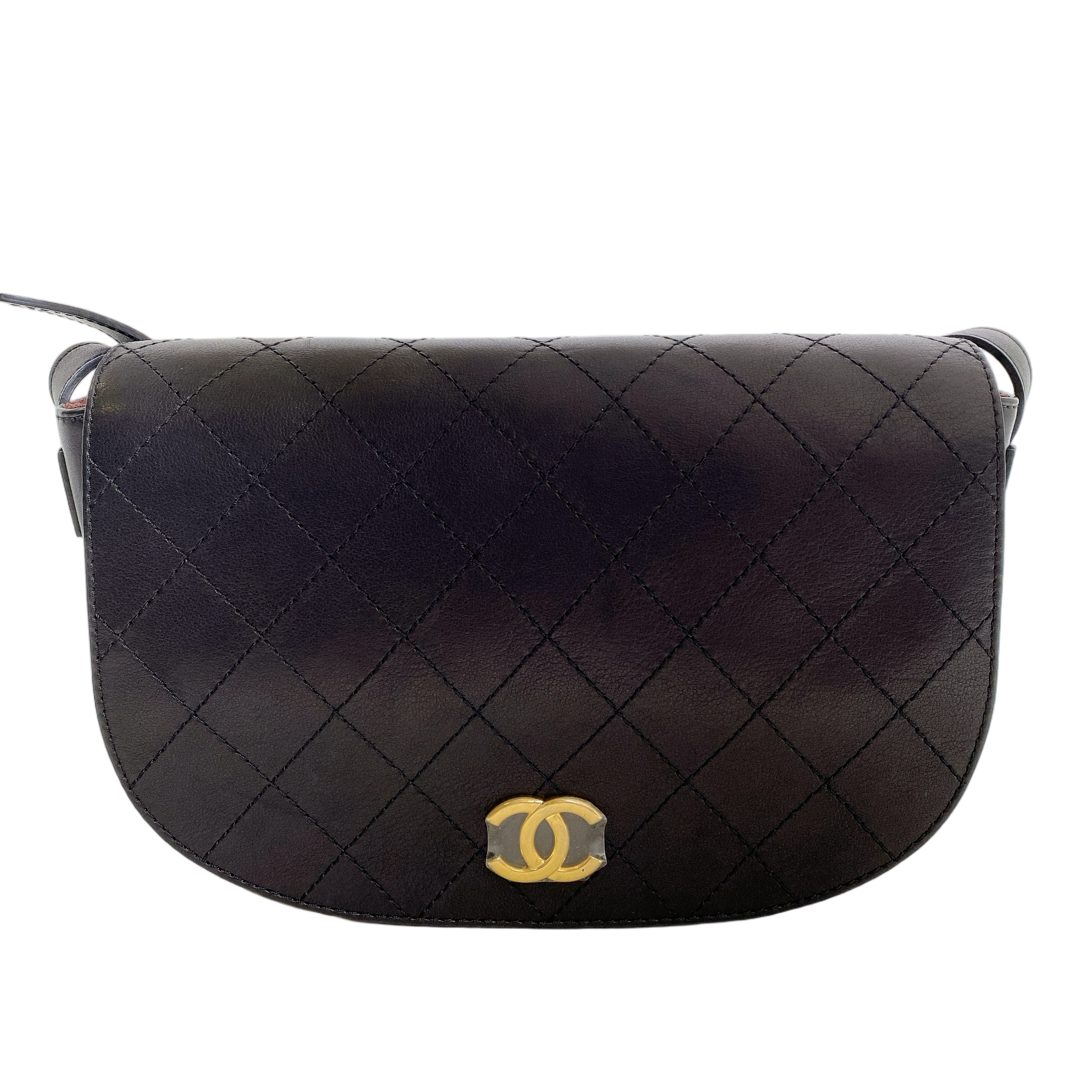 CHANEL CC BLACK SADDLE TYPE MESSENGER