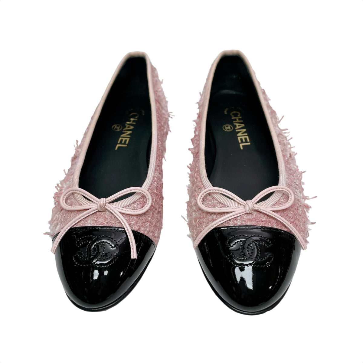 CHANEL TWEED CAP-TOE BALLET FLATS