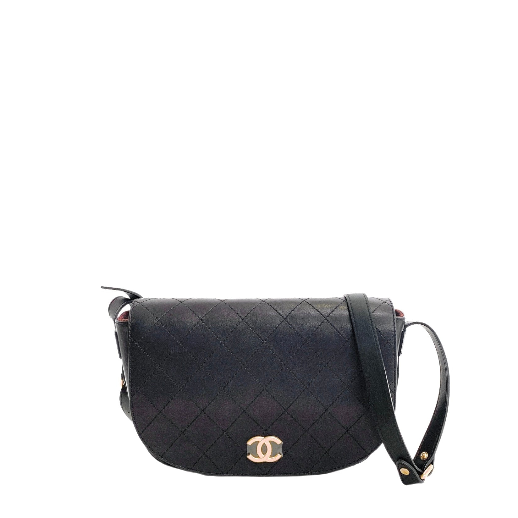 CHANEL CC BLACK SADDLE TYPE MESSENGER