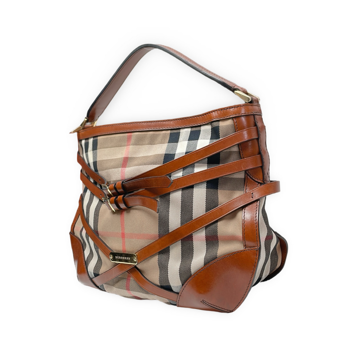 BURBERRY HOUSE CHECK BRIDLE DUTTON HOBO BAG