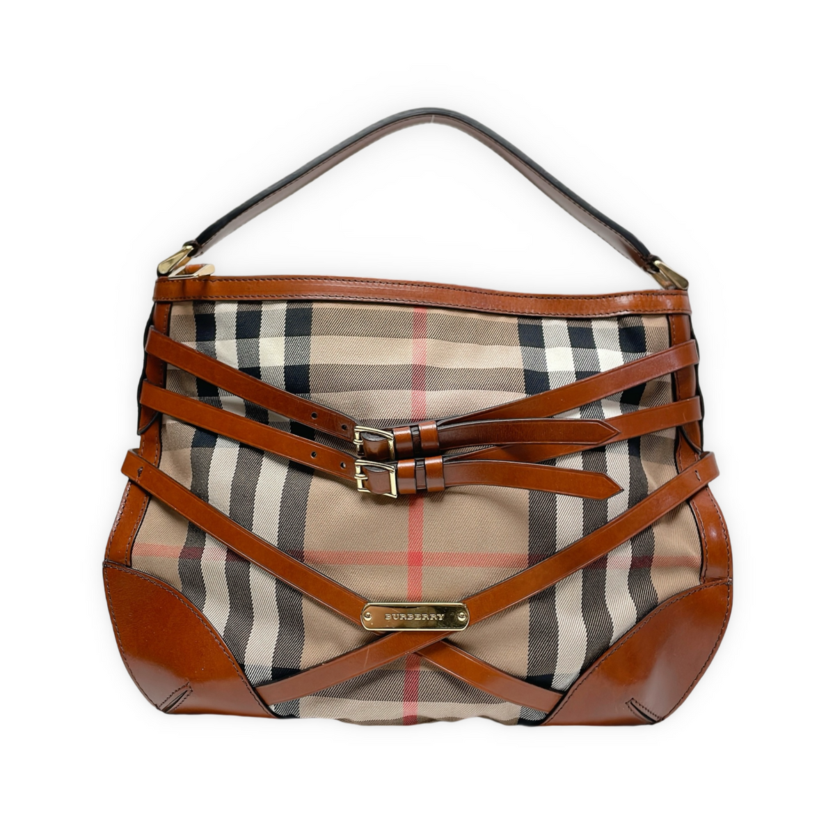 BURBERRY HOUSE CHECK BRIDLE DUTTON HOBO BAG