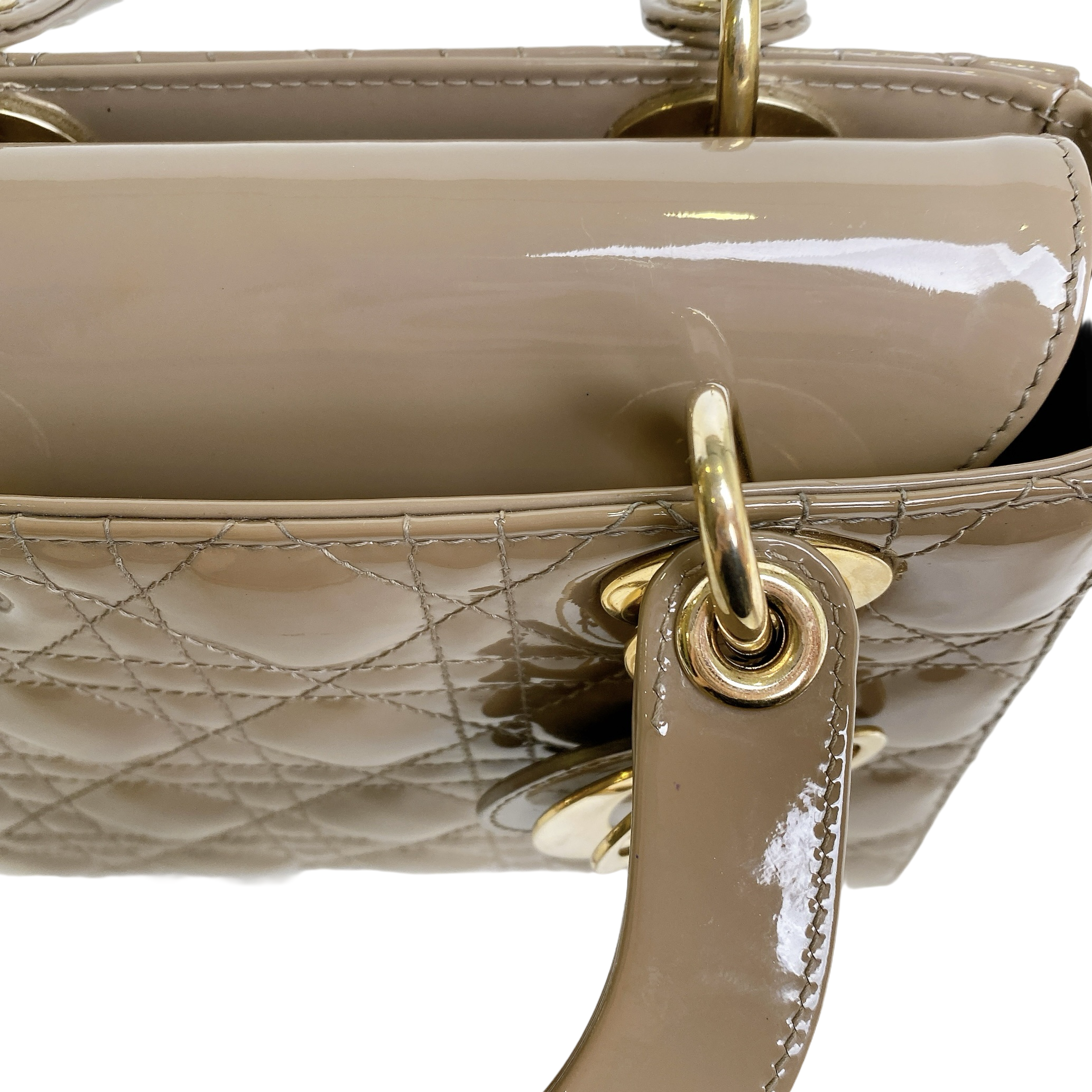 LADY DIOR SMALL IN PATENT BEIGE