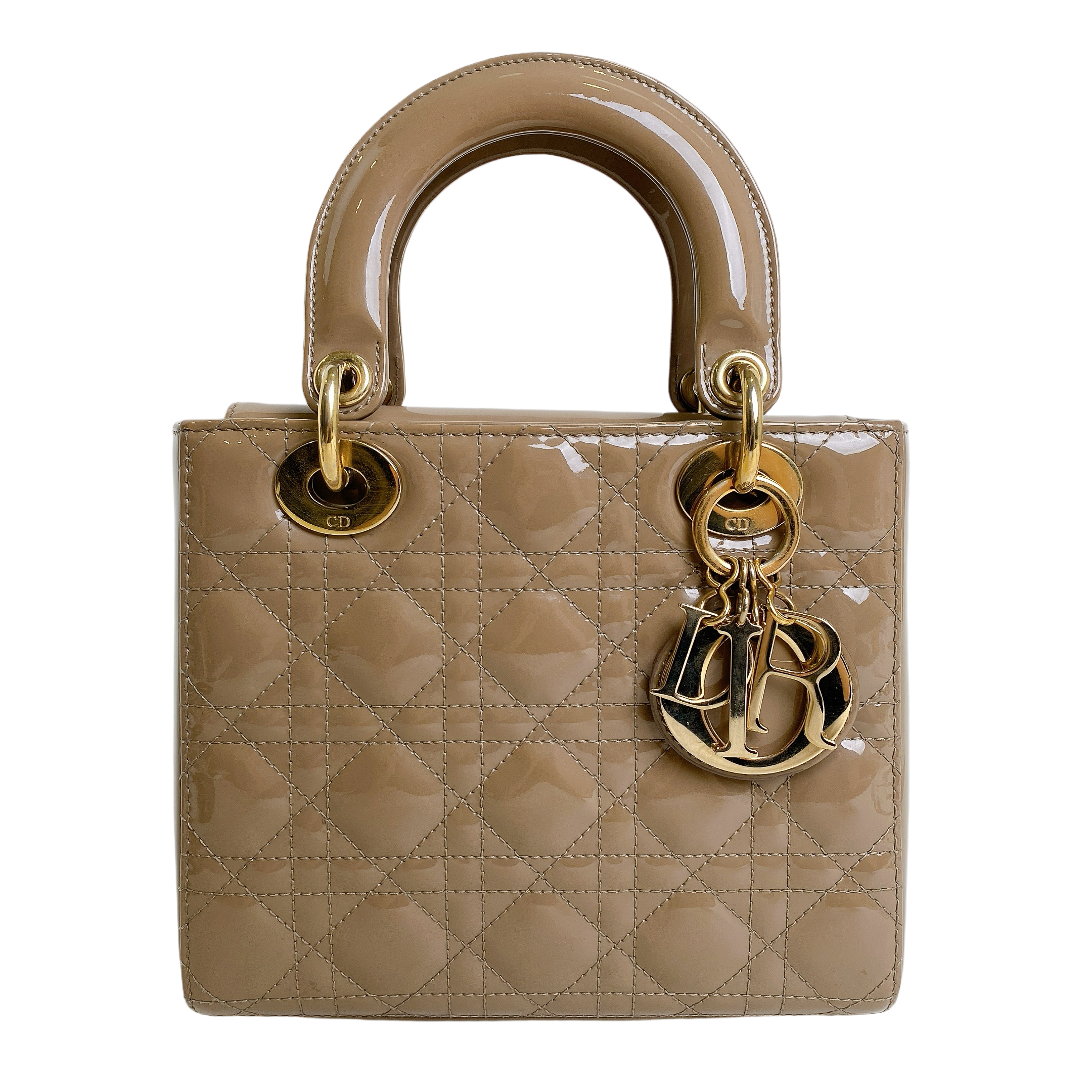 LADY DIOR SMALL IN PATENT BEIGE