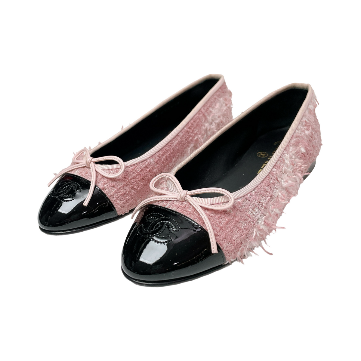 CHANEL TWEED CAP-TOE BALLET FLATS