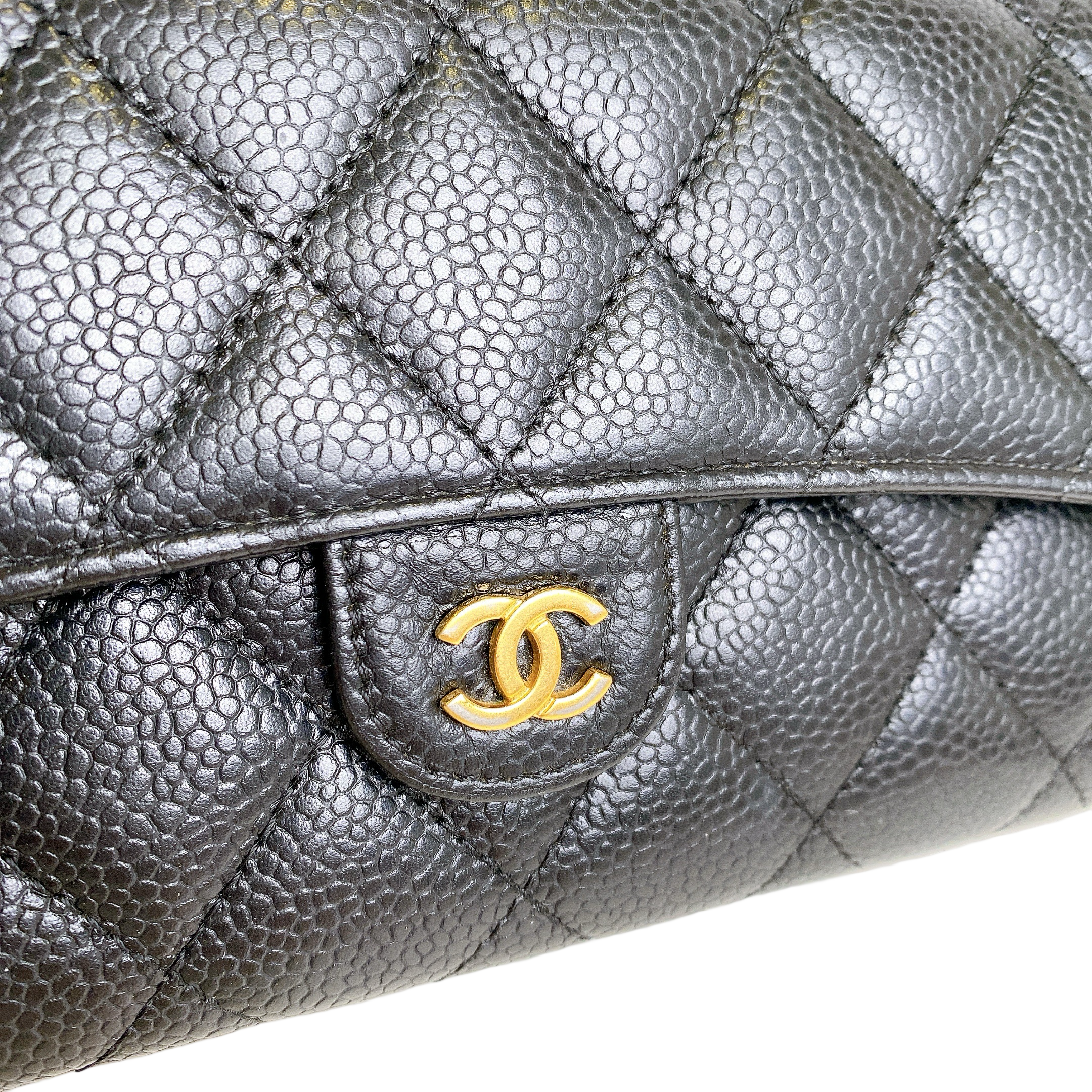 CHANEL CAVIAR LONG WALLET BLACK