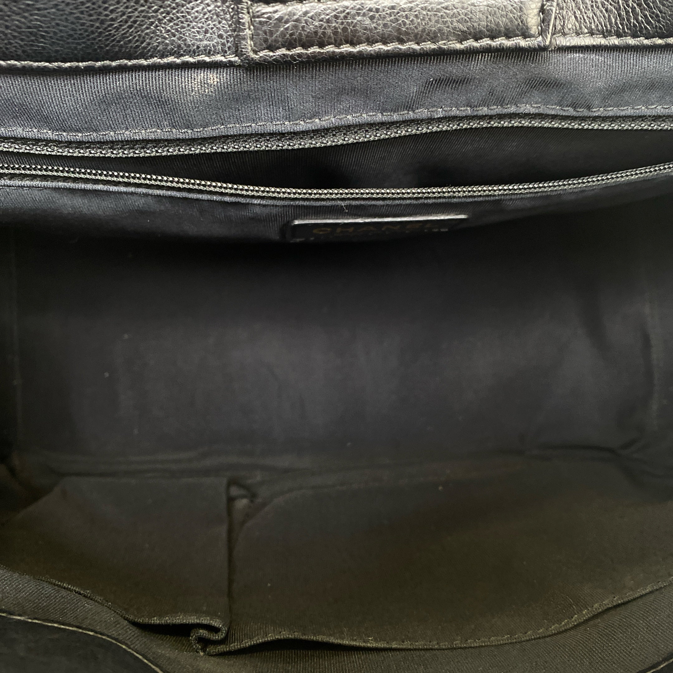 Chanel Black Quilted Caviar Leather Straight Line Tote Bag