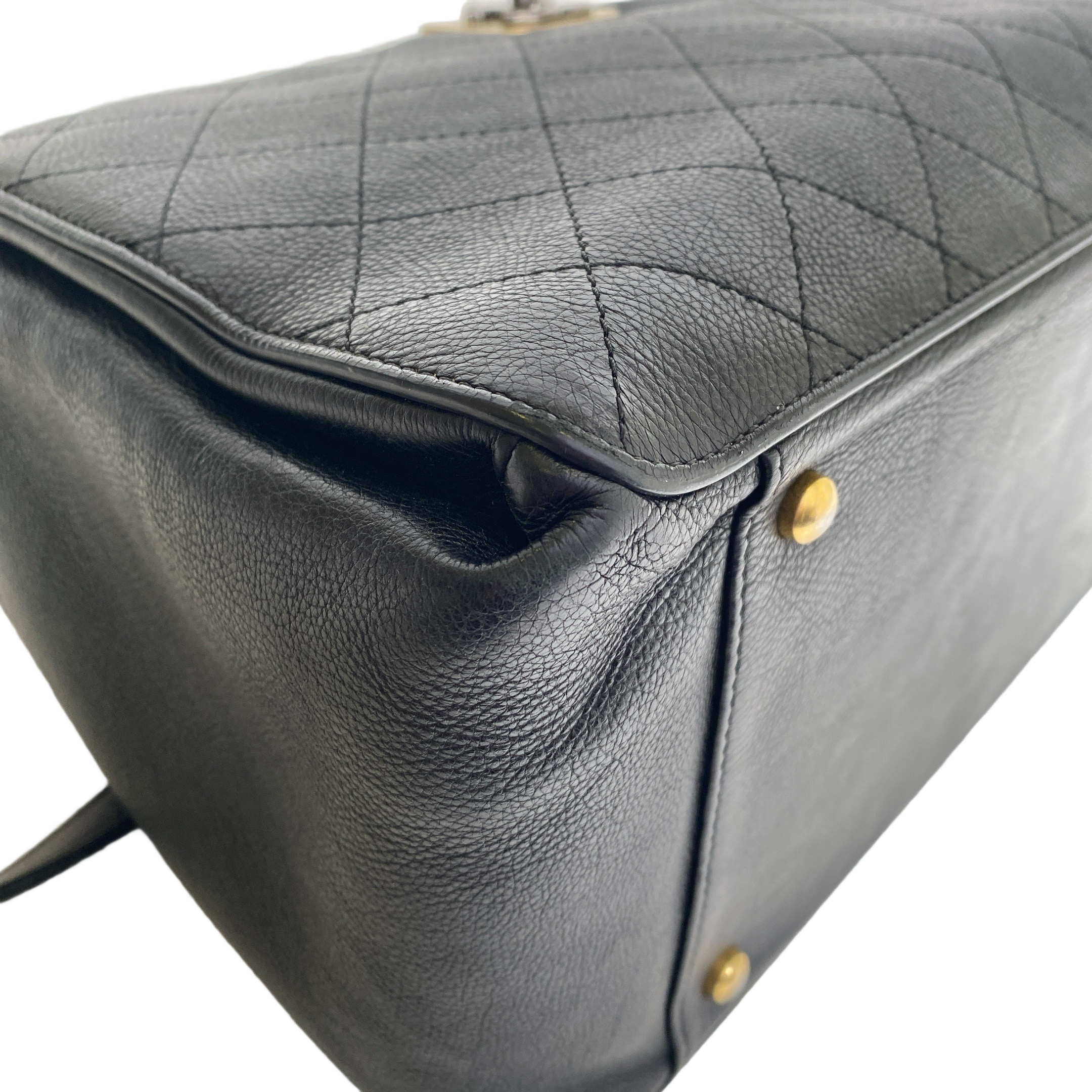 Chanel Black Quilted Caviar Leather Straight Line Tote Bag