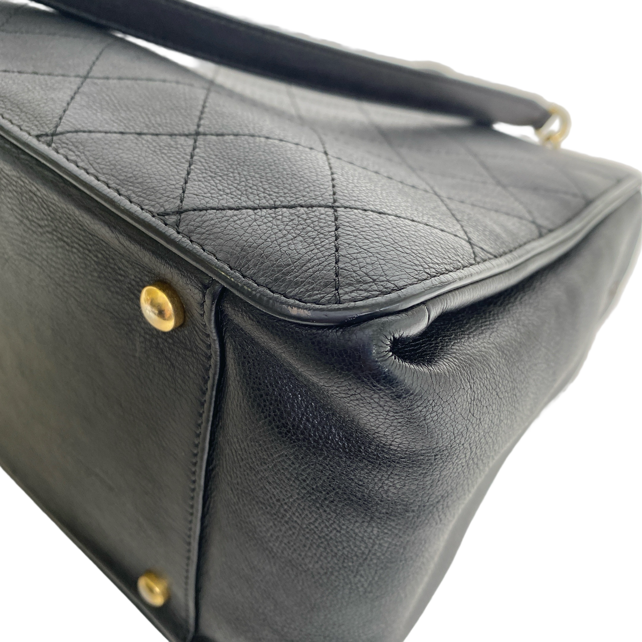 Chanel Black Quilted Caviar Leather Straight Line Tote Bag