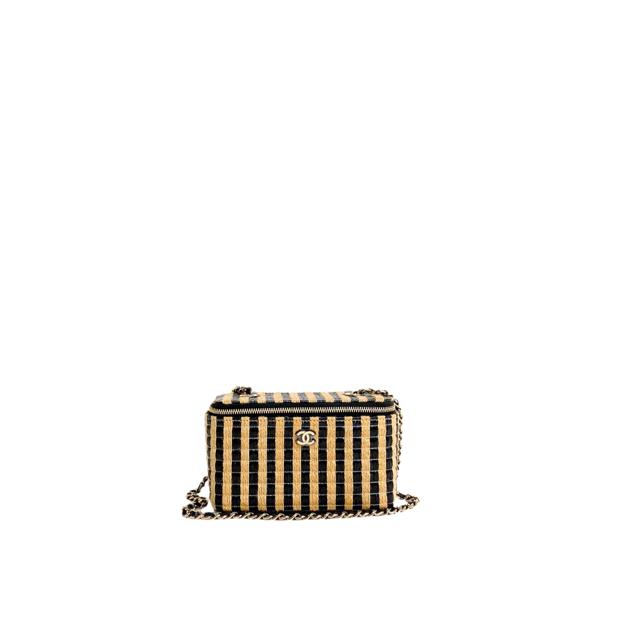 Chanel Vanity Raffia Jute Straw Chain Bag