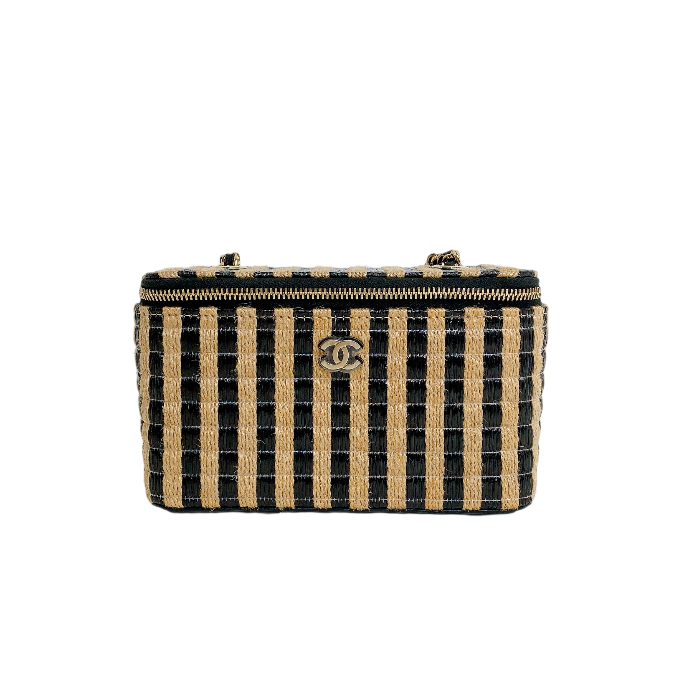 Chanel Vanity Raffia Jute Straw Chain Bag