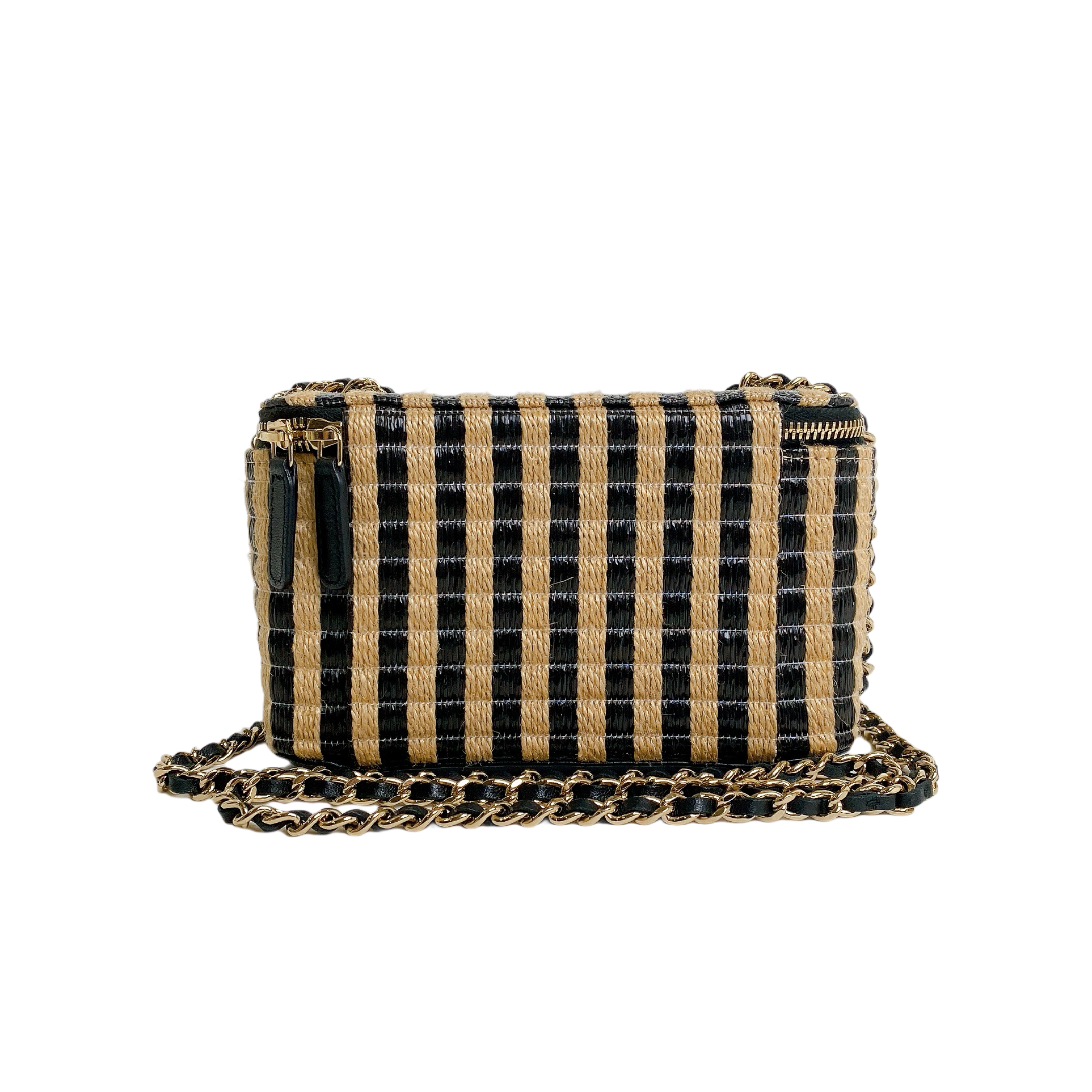 Chanel Vanity Raffia Jute Straw Chain Bag