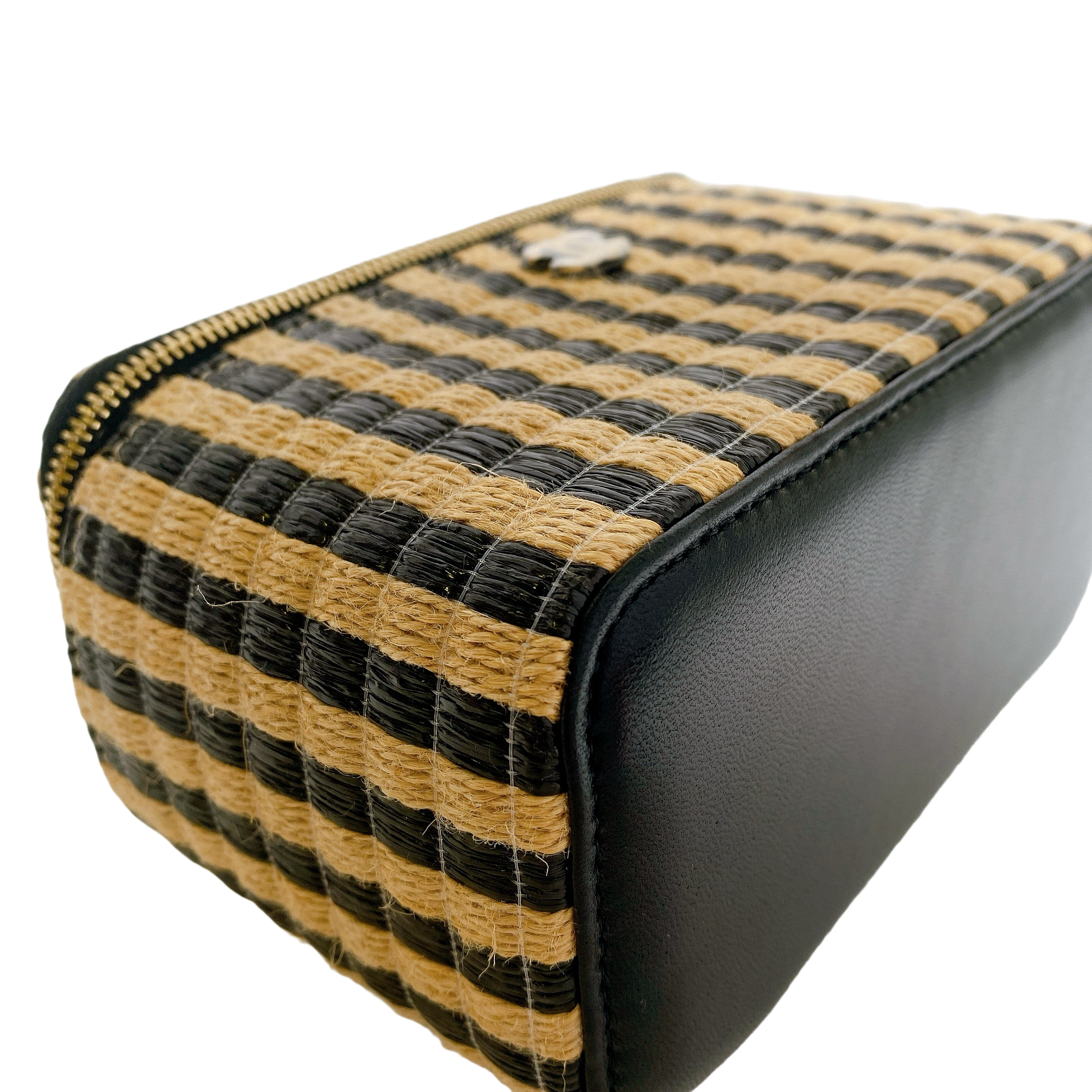 Chanel Vanity Raffia Jute Straw Chain Bag