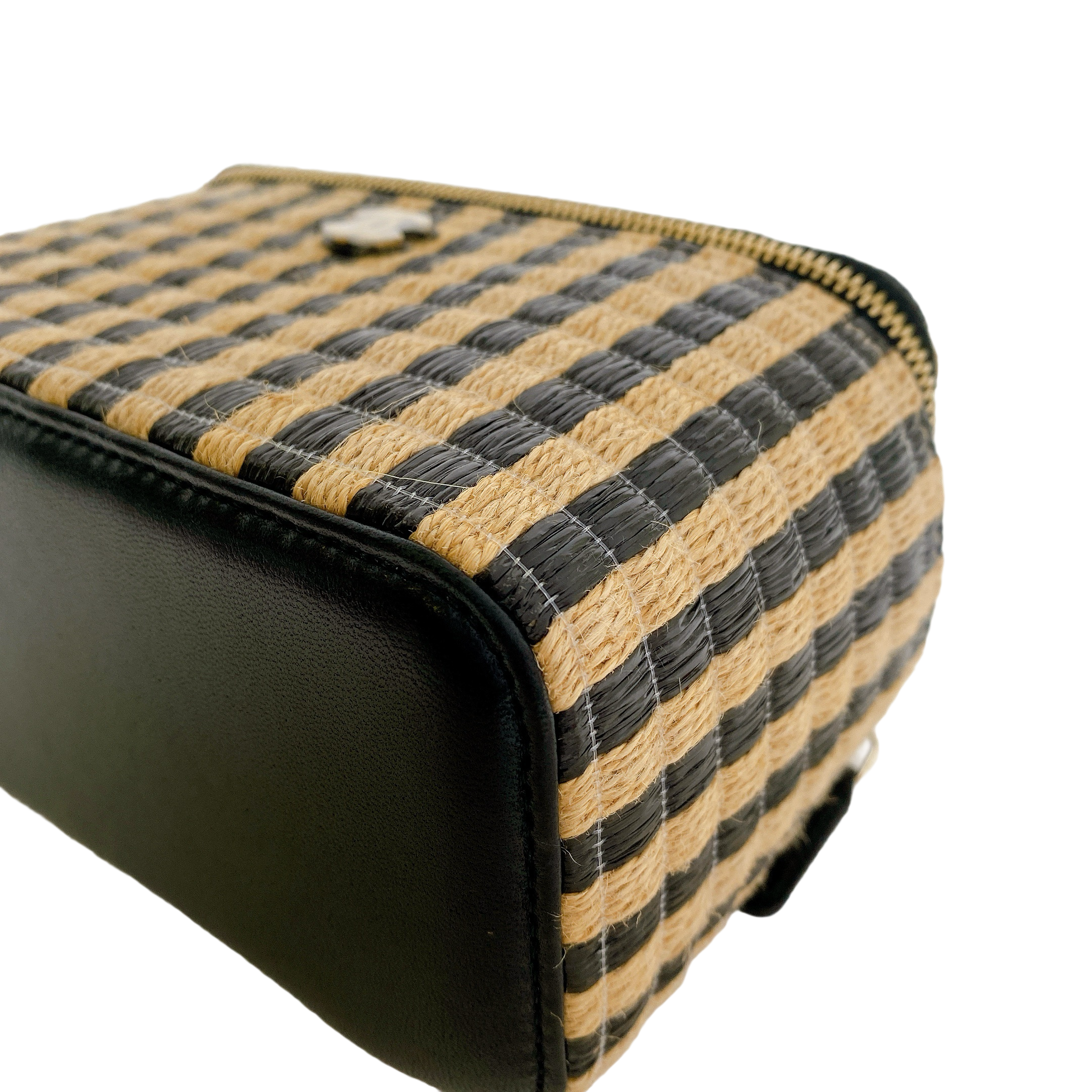 Chanel Vanity Raffia Jute Straw Chain Bag