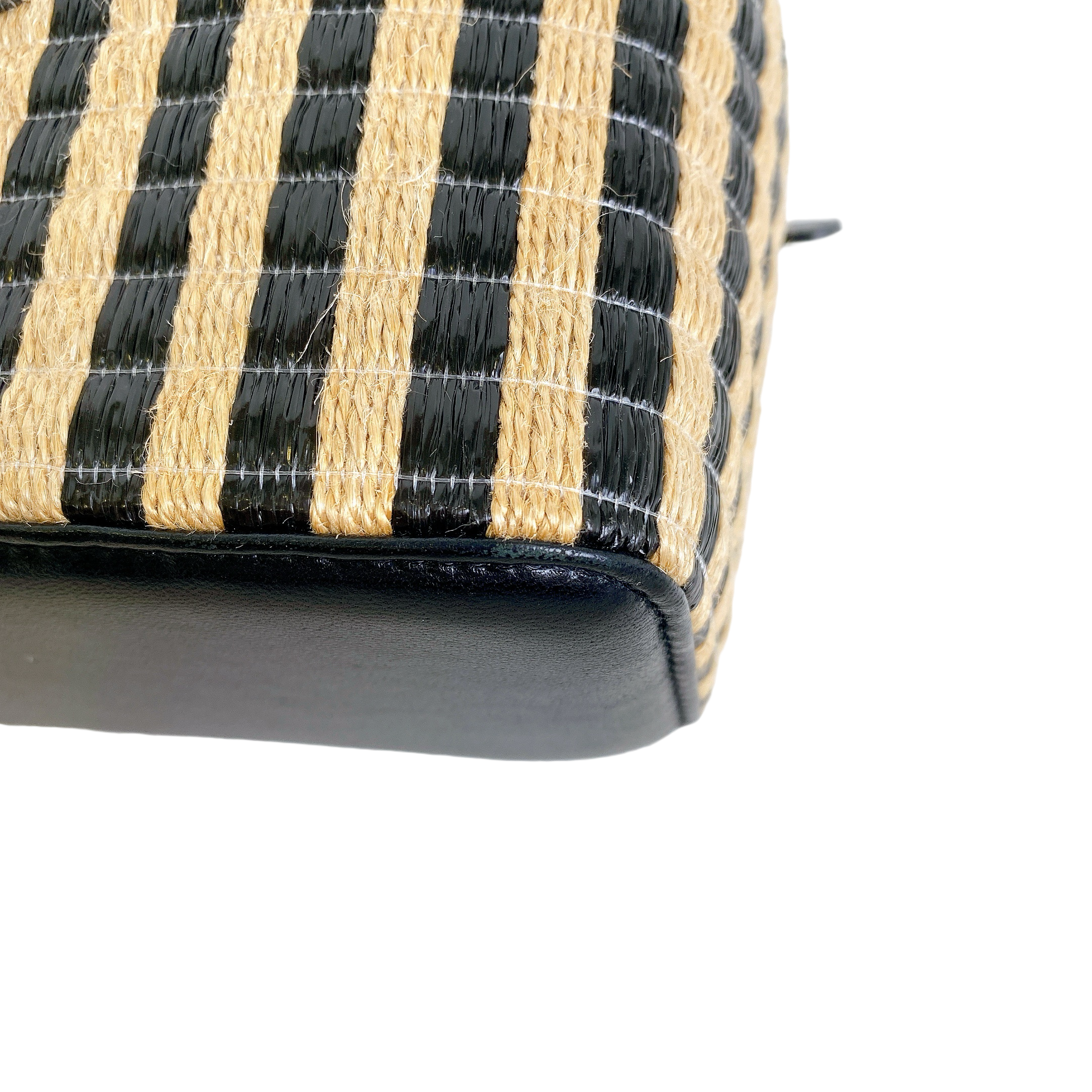 Chanel Vanity Raffia Jute Straw Chain Bag