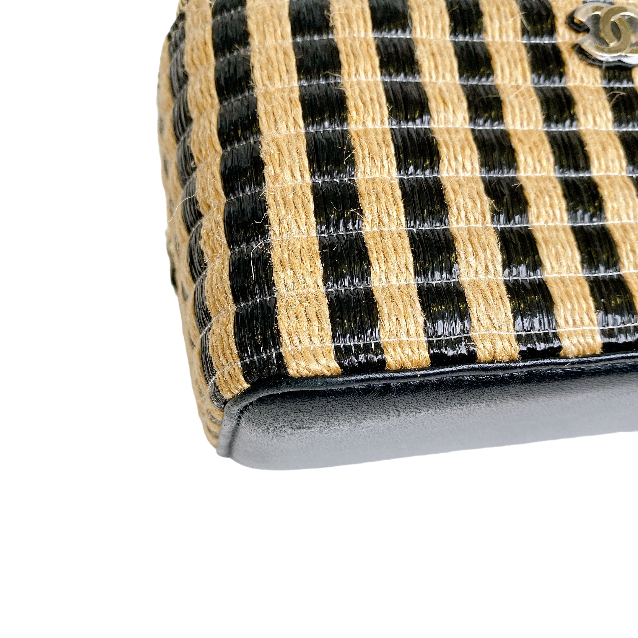 Chanel Vanity Raffia Jute Straw Chain Bag