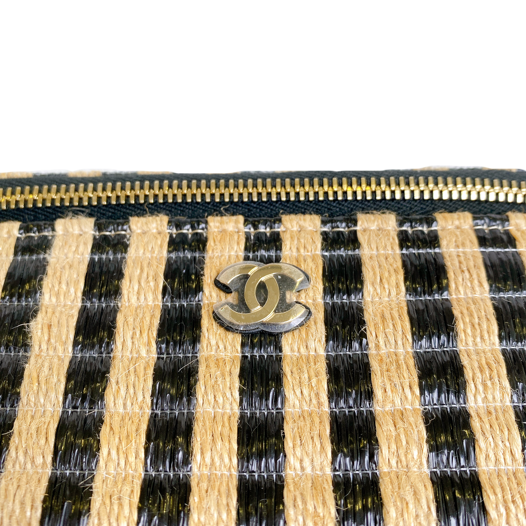 Chanel Vanity Raffia Jute Straw Chain Bag