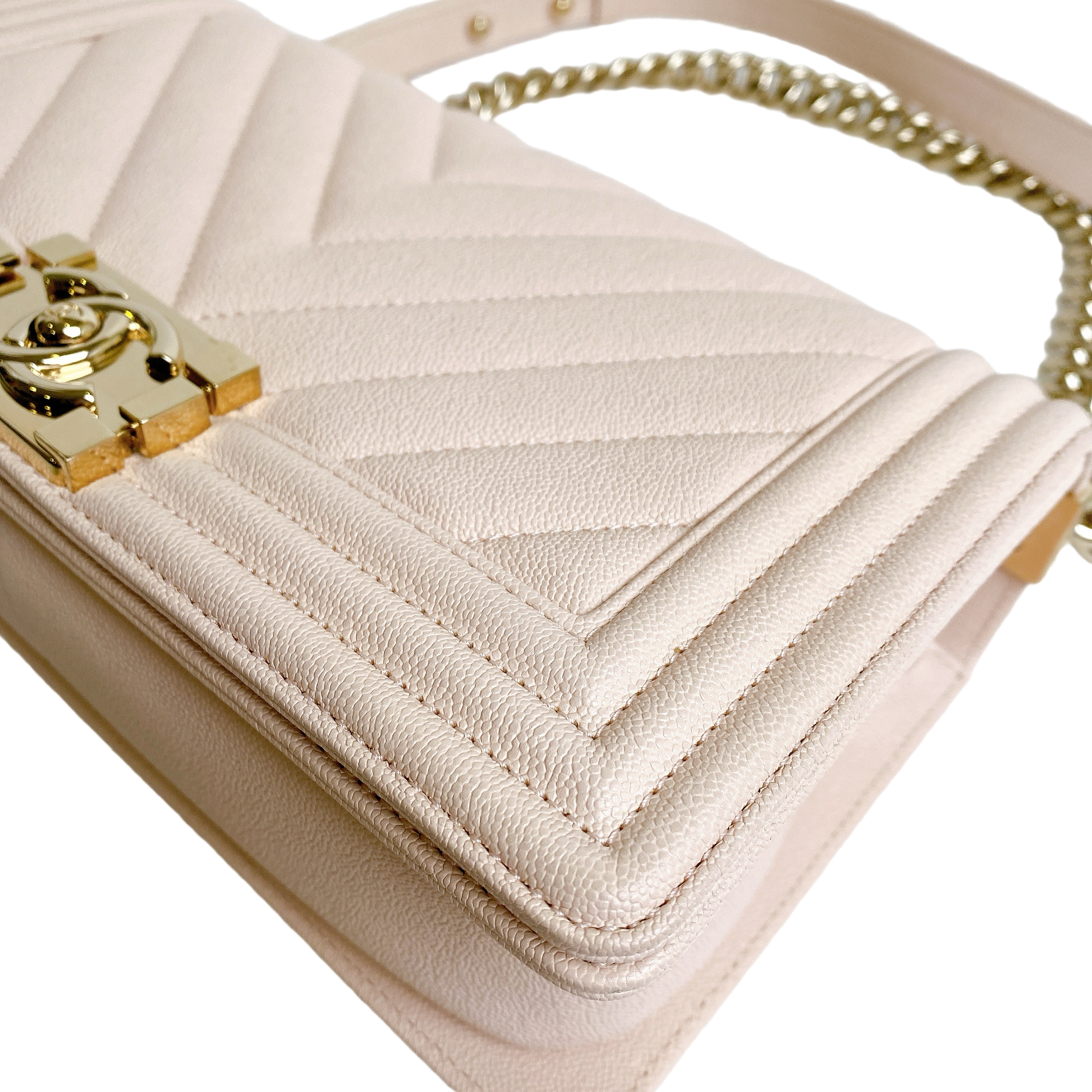Chanel Le Boy Medium Pink Grained Calfskin GHW
