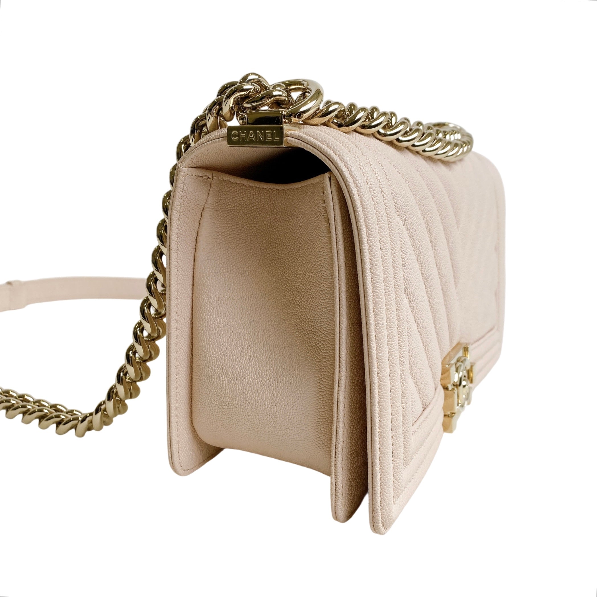 Chanel Le Boy Medium Pink Grained Calfskin GHW