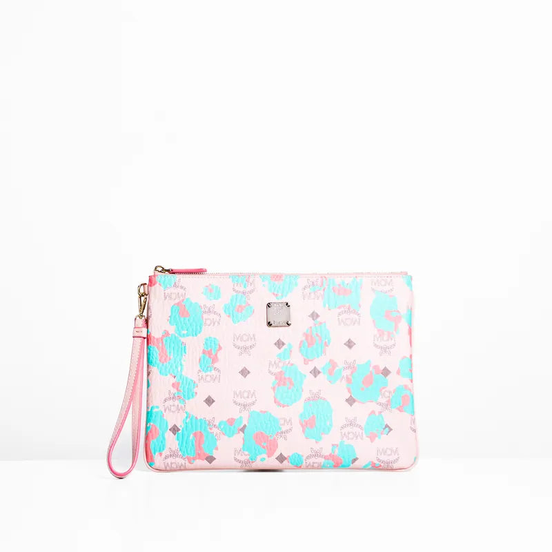 MCM Powder Pink Visetos Pouch Clutch Bag