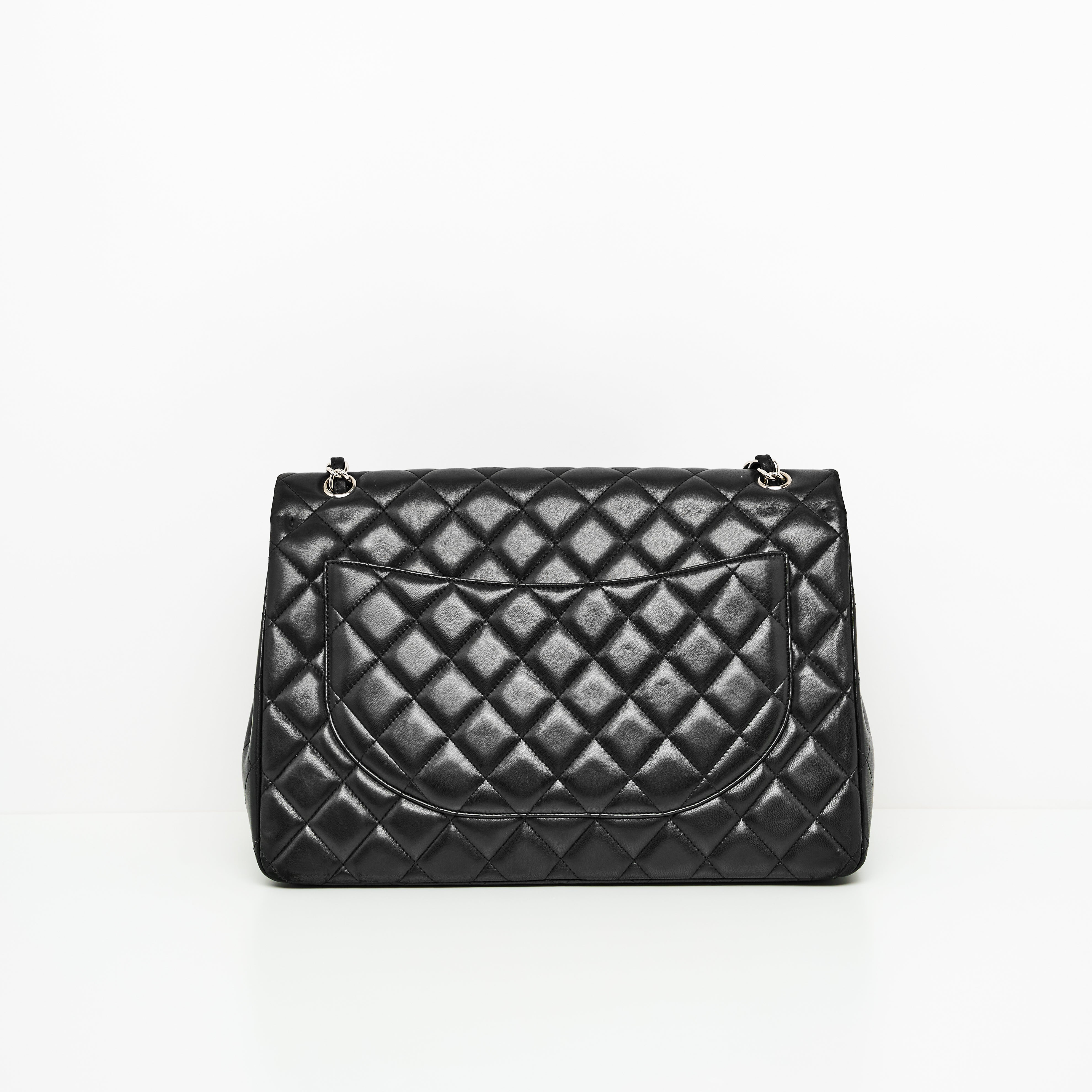 Chanel Maxi Lambskin Classic Single Flap Bag in Black SHW