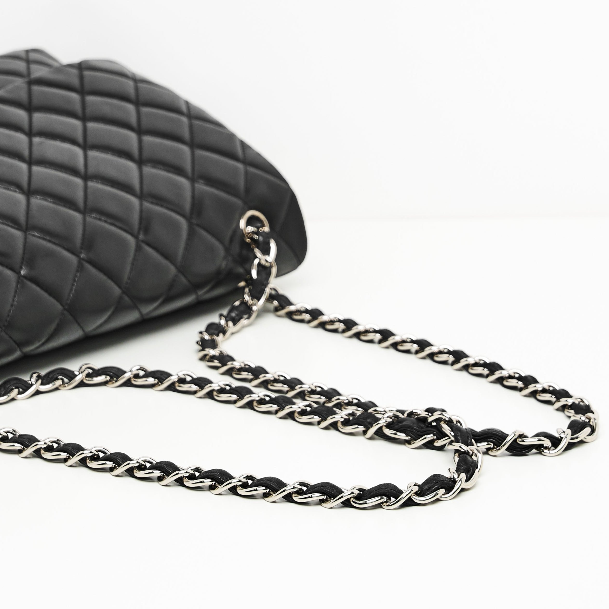 Chanel Maxi Lambskin Classic Single Flap Bag in Black SHW