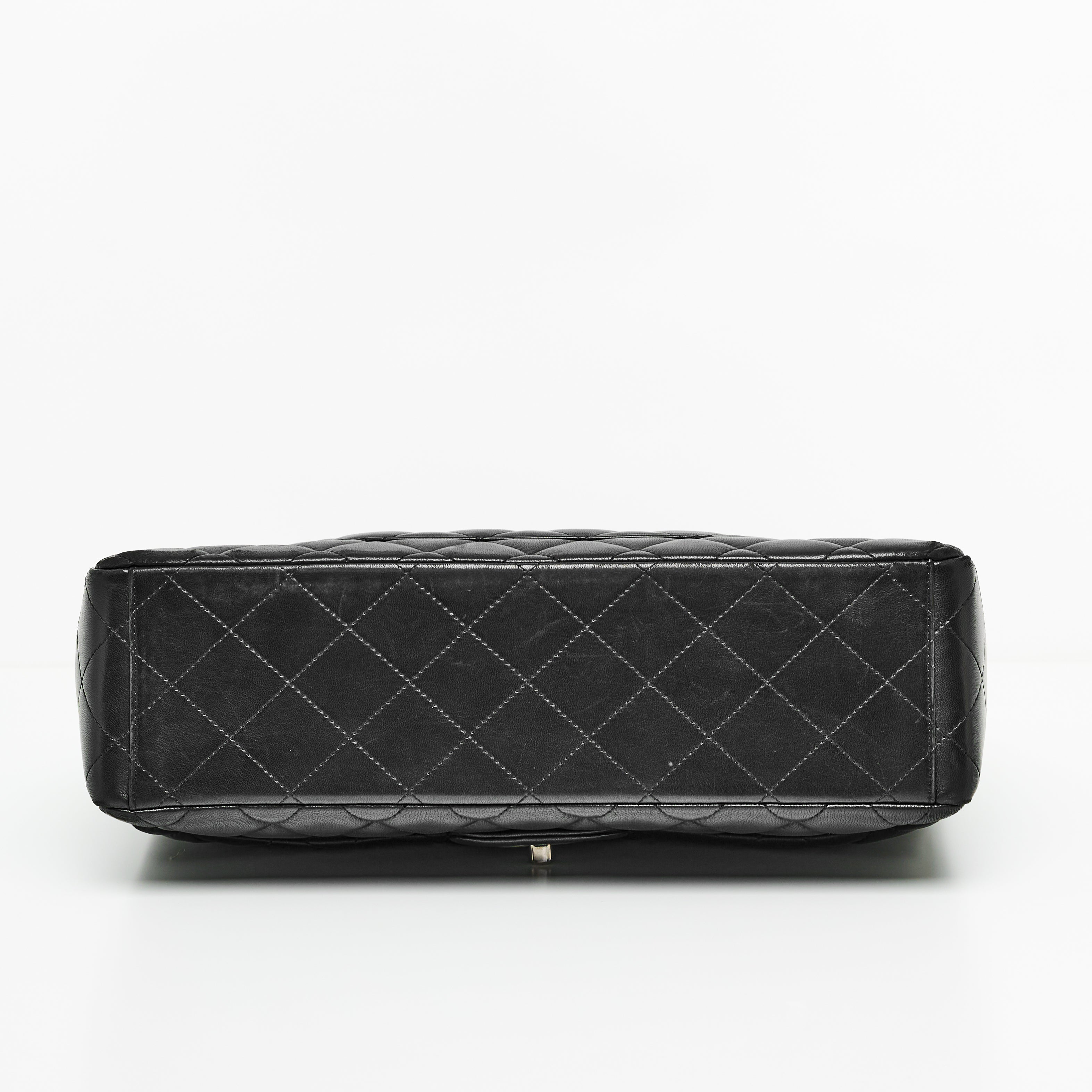 Chanel Maxi Lambskin Classic Single Flap Bag in Black SHW