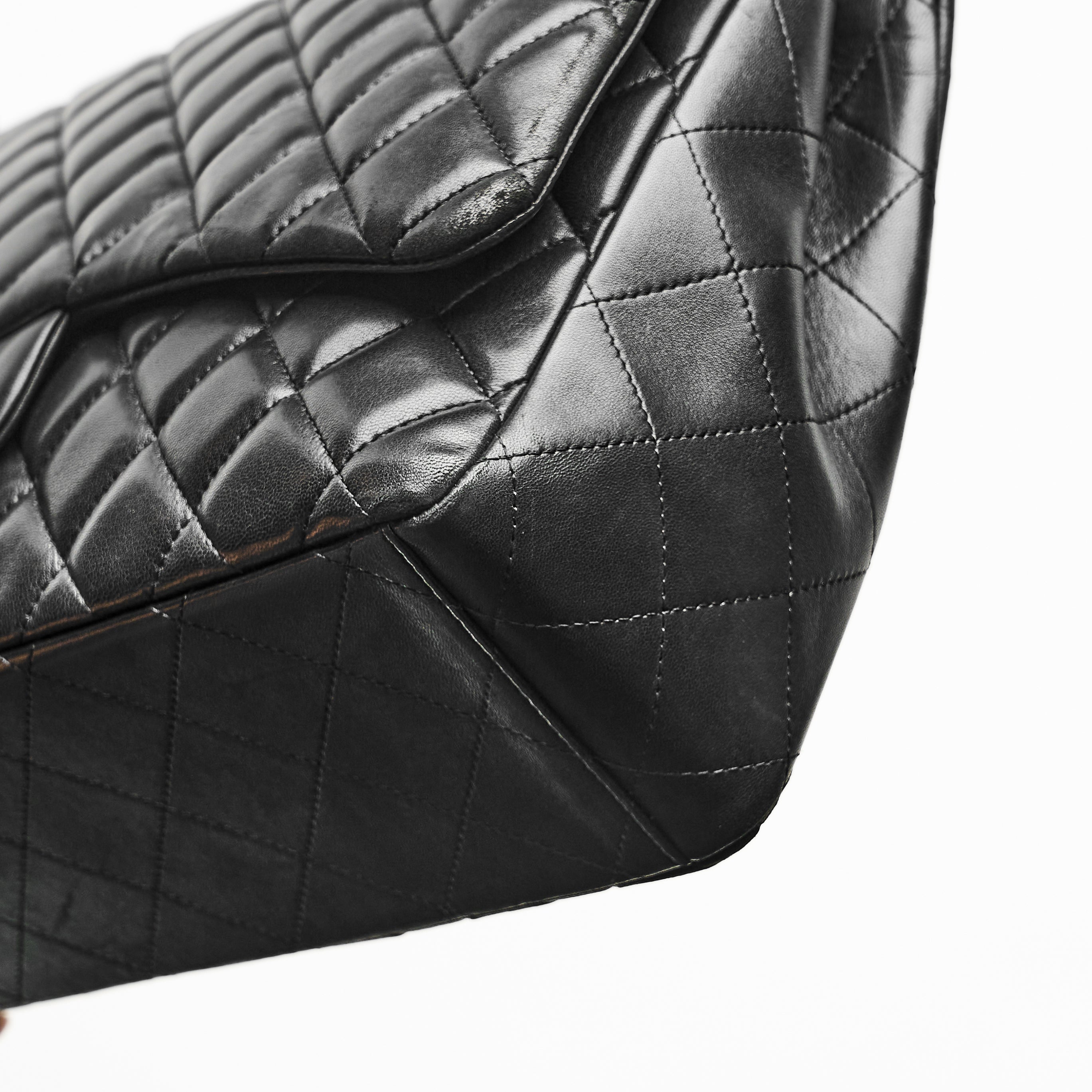 Chanel Maxi Lambskin Classic Single Flap Bag in Black SHW