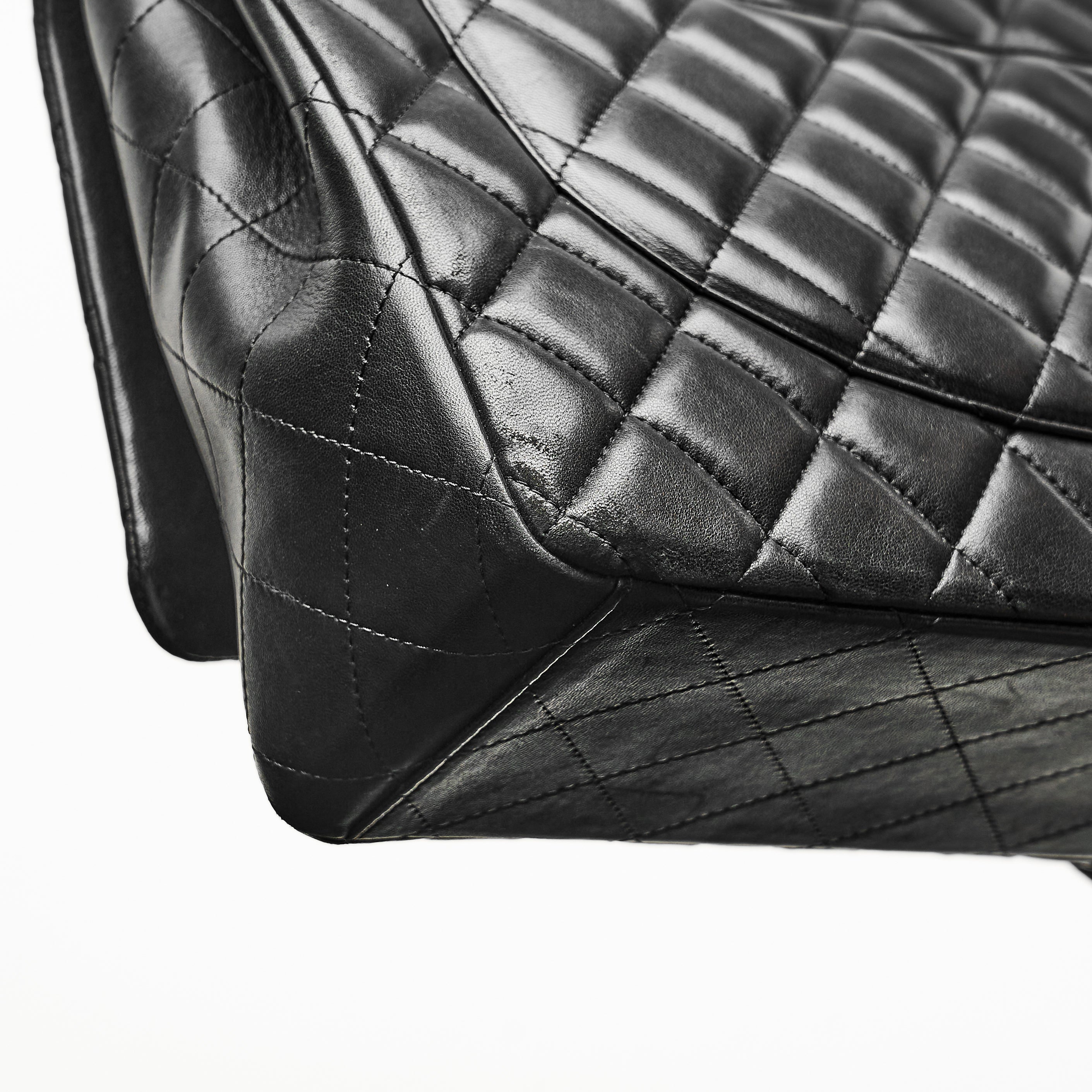 Chanel Maxi Lambskin Classic Single Flap Bag in Black SHW