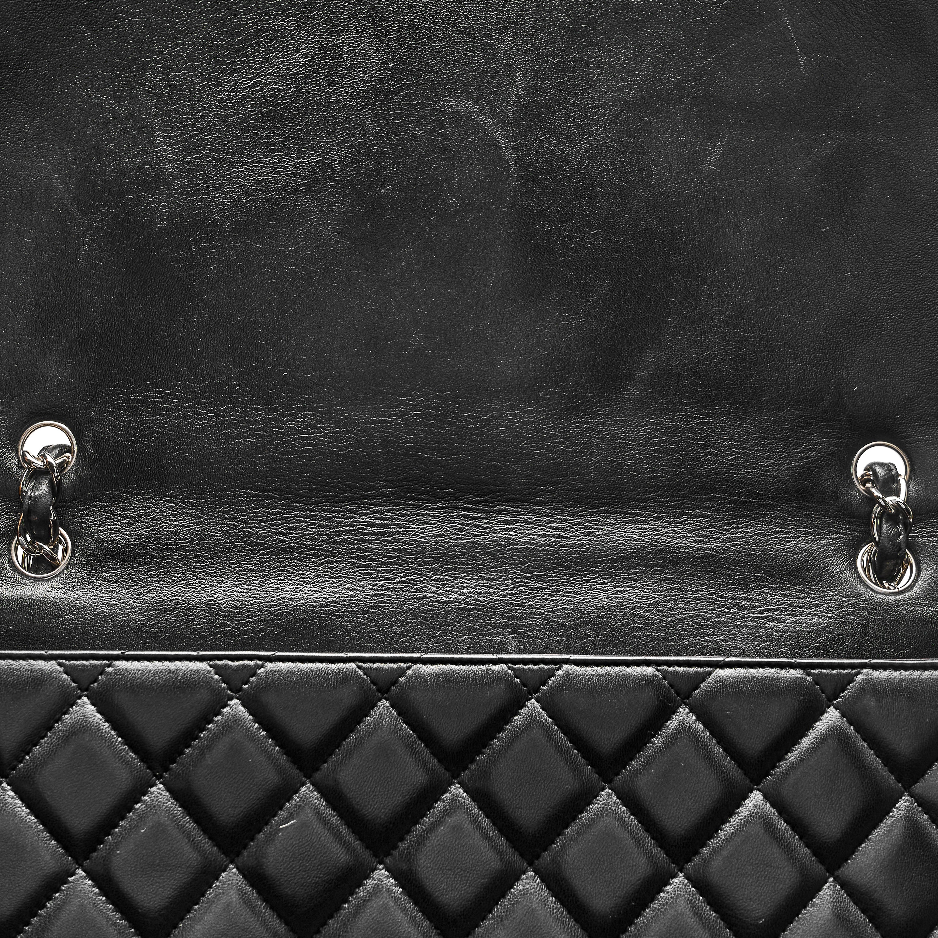 Chanel Maxi Lambskin Classic Single Flap Bag in Black SHW