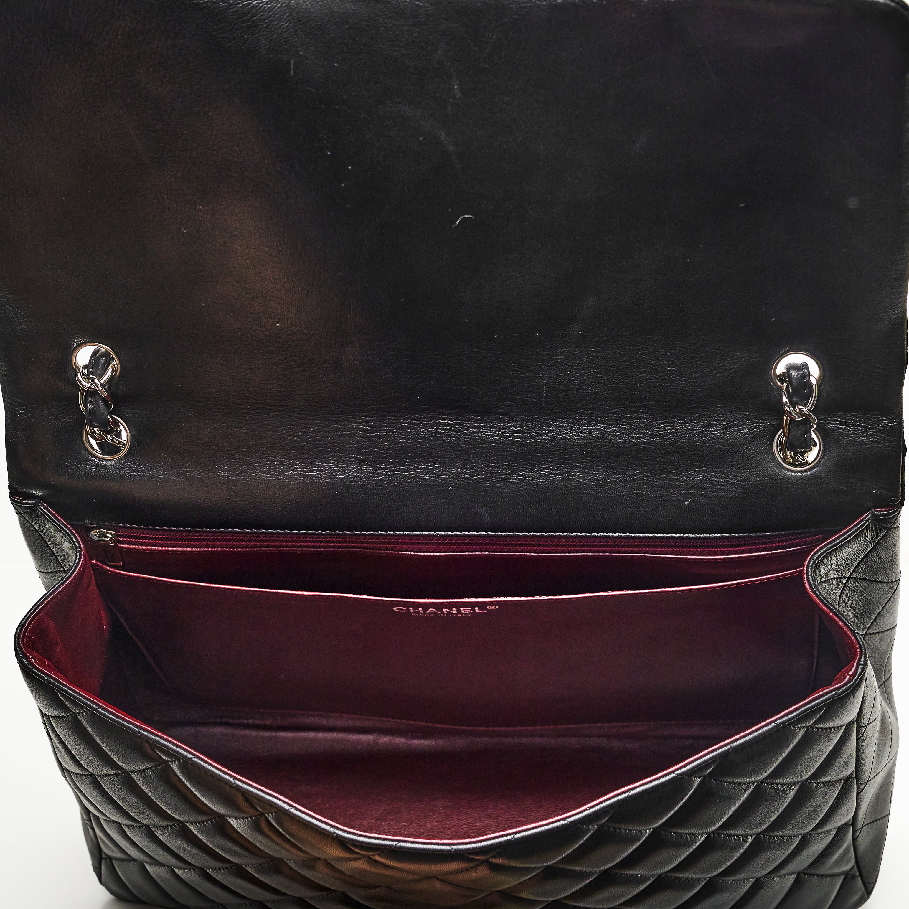 Chanel Maxi Lambskin Classic Single Flap Bag in Black SHW