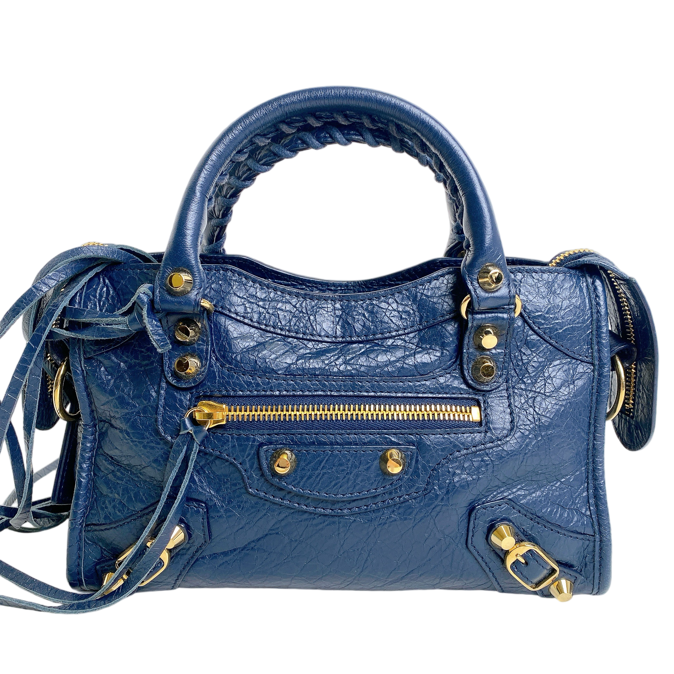 BALENCIAGA CITY MINI NAVY BLUE TASSLE