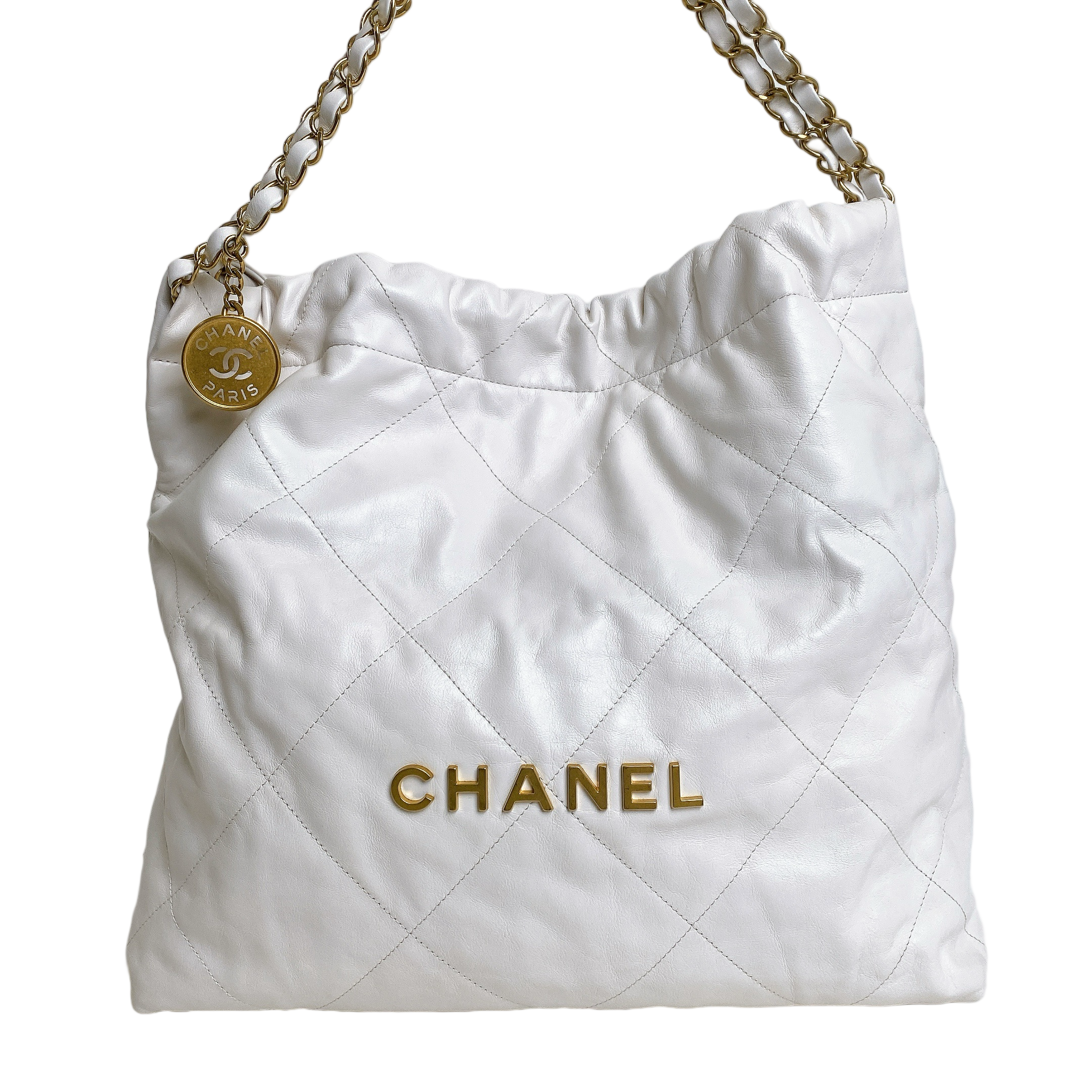 CHANEL 22 LARGE WHITE