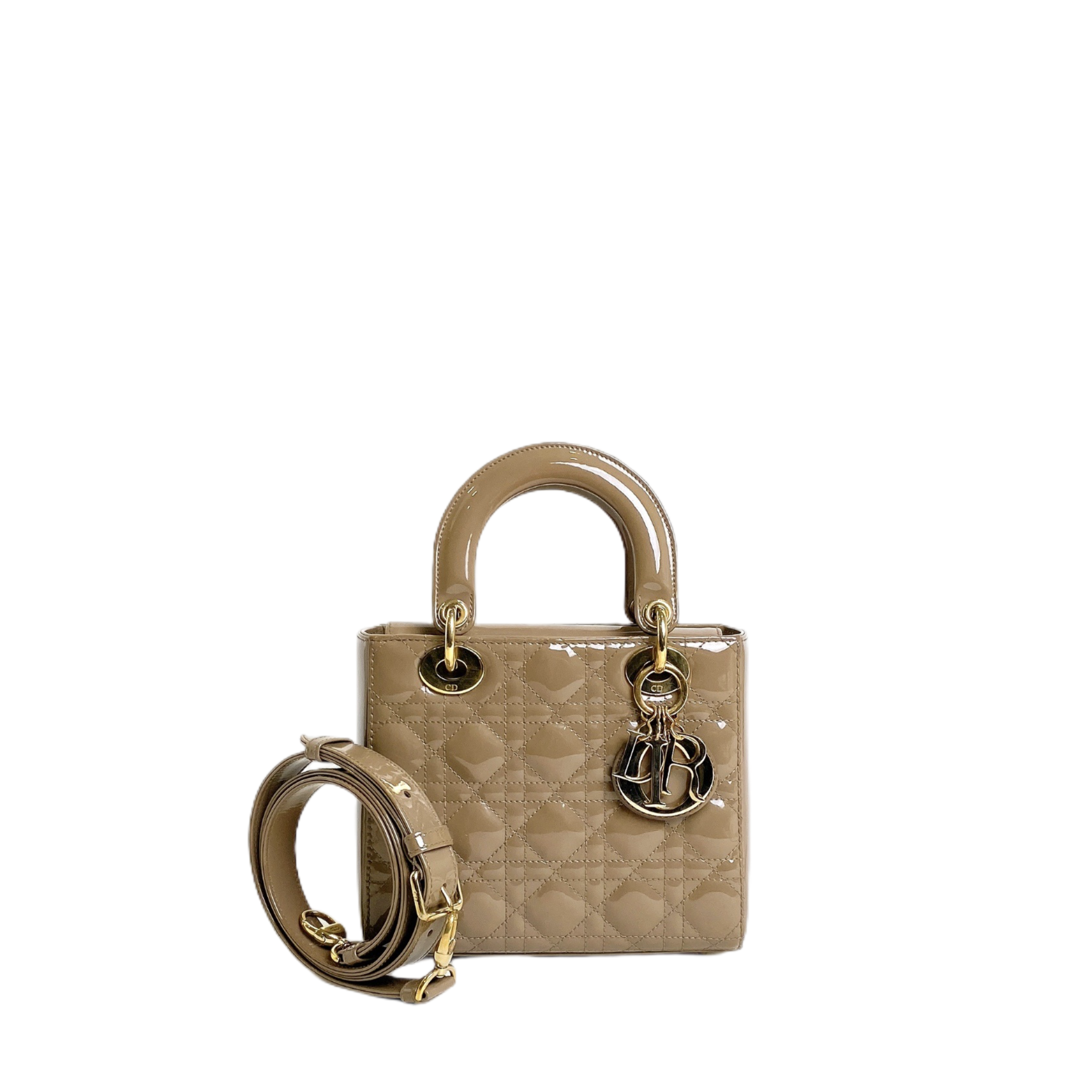 LADY DIOR SMALL IN PATENT BEIGE