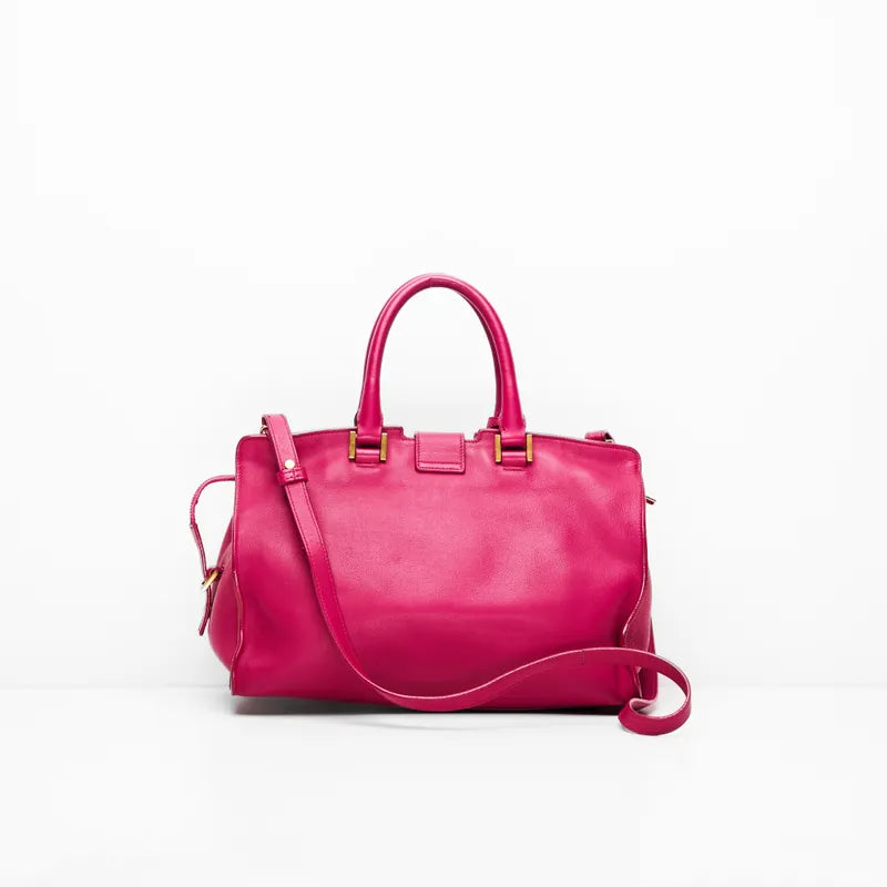 YSL Pink Smooth Calfskin Monogram Small Y Cabas Tote Bag