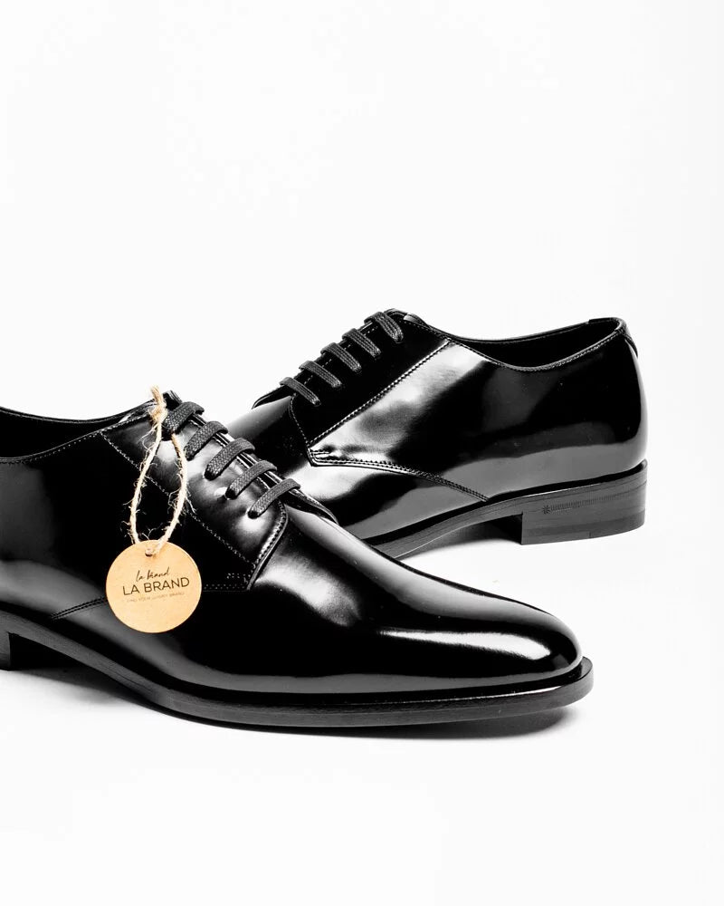 YSL Black Patent Leather Montaigne Derby Shoes
