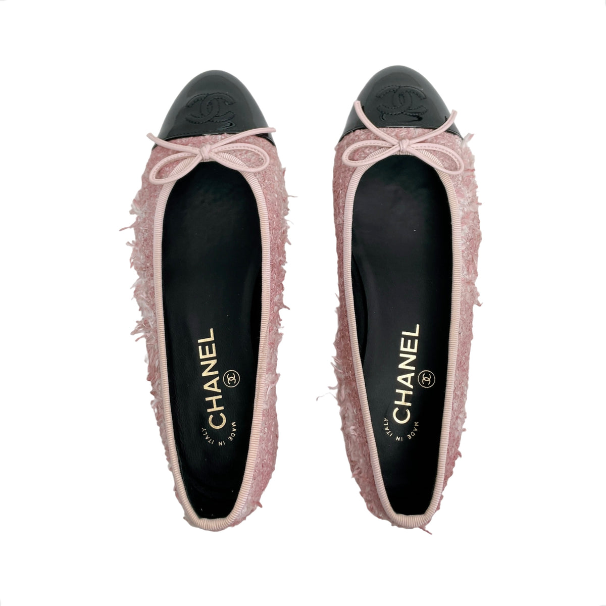 CHANEL TWEED CAP-TOE BALLET FLATS