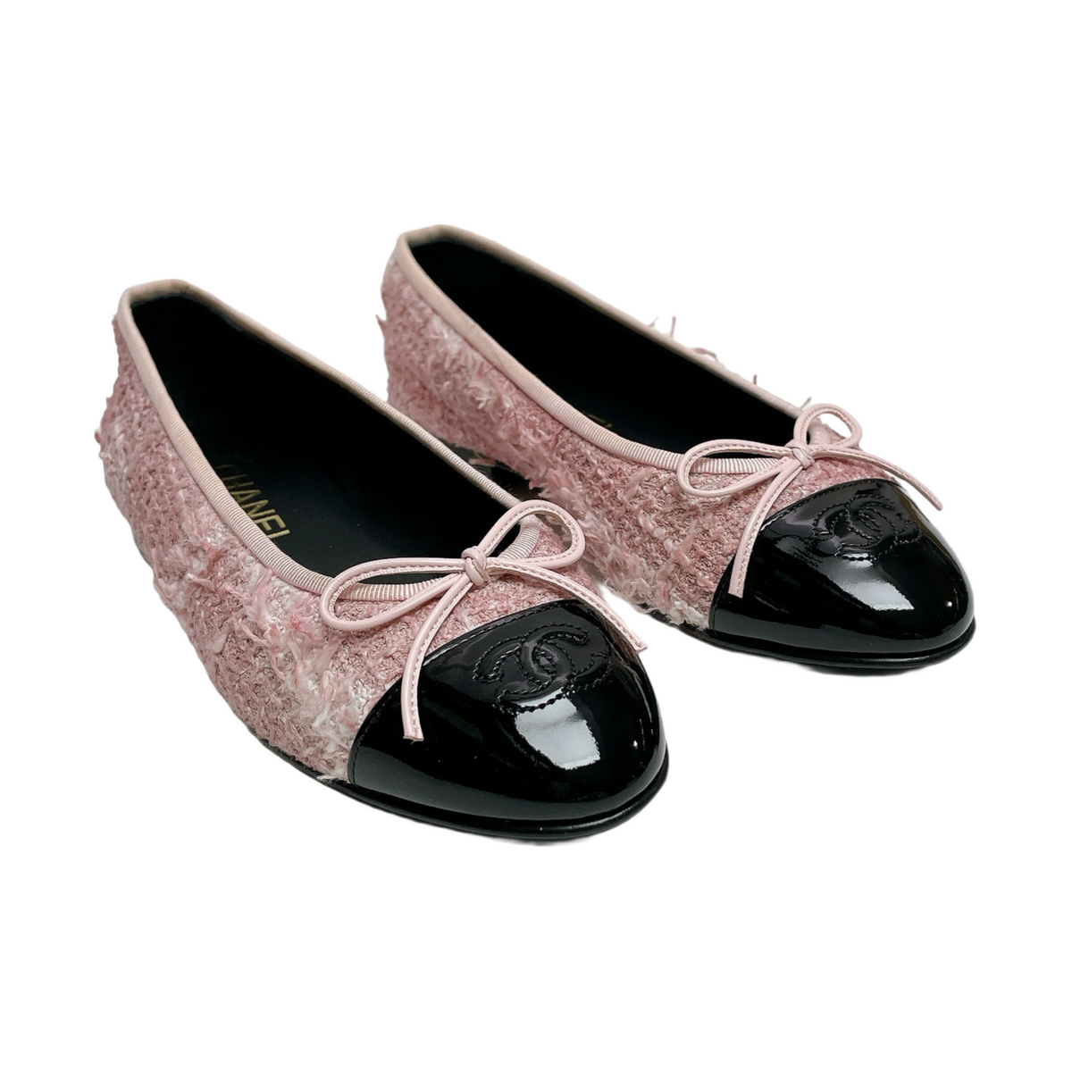 CHANEL TWEED CAP-TOE BALLET FLATS