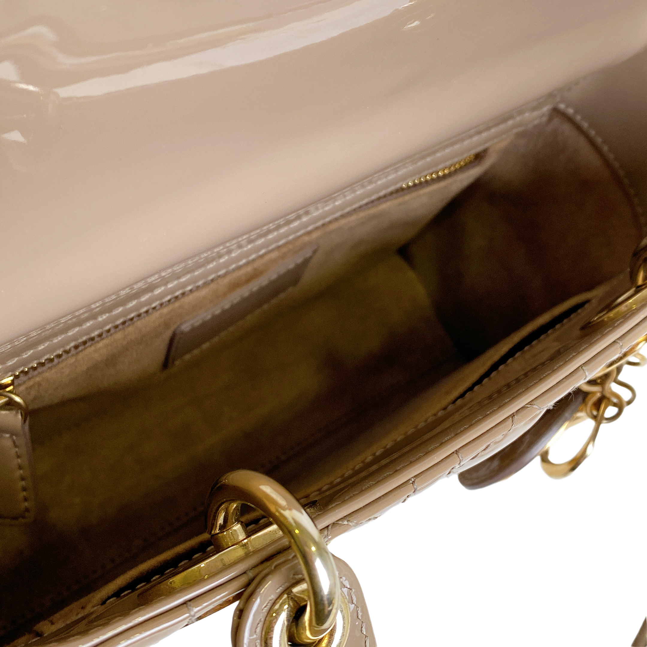 LADY DIOR SMALL IN PATENT BEIGE