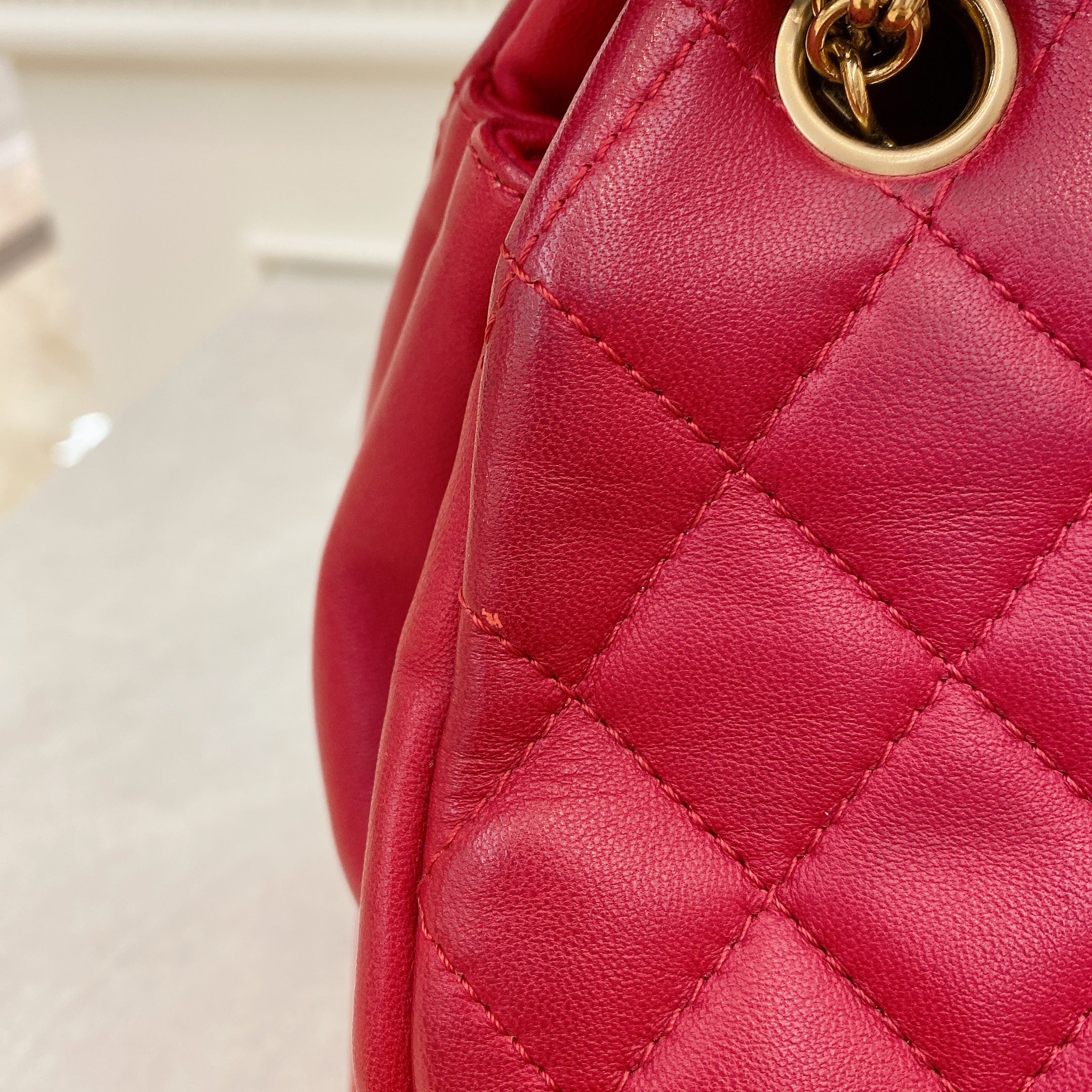 Chanel Lambskin Red Medium Mademoiselle Bowling Bag