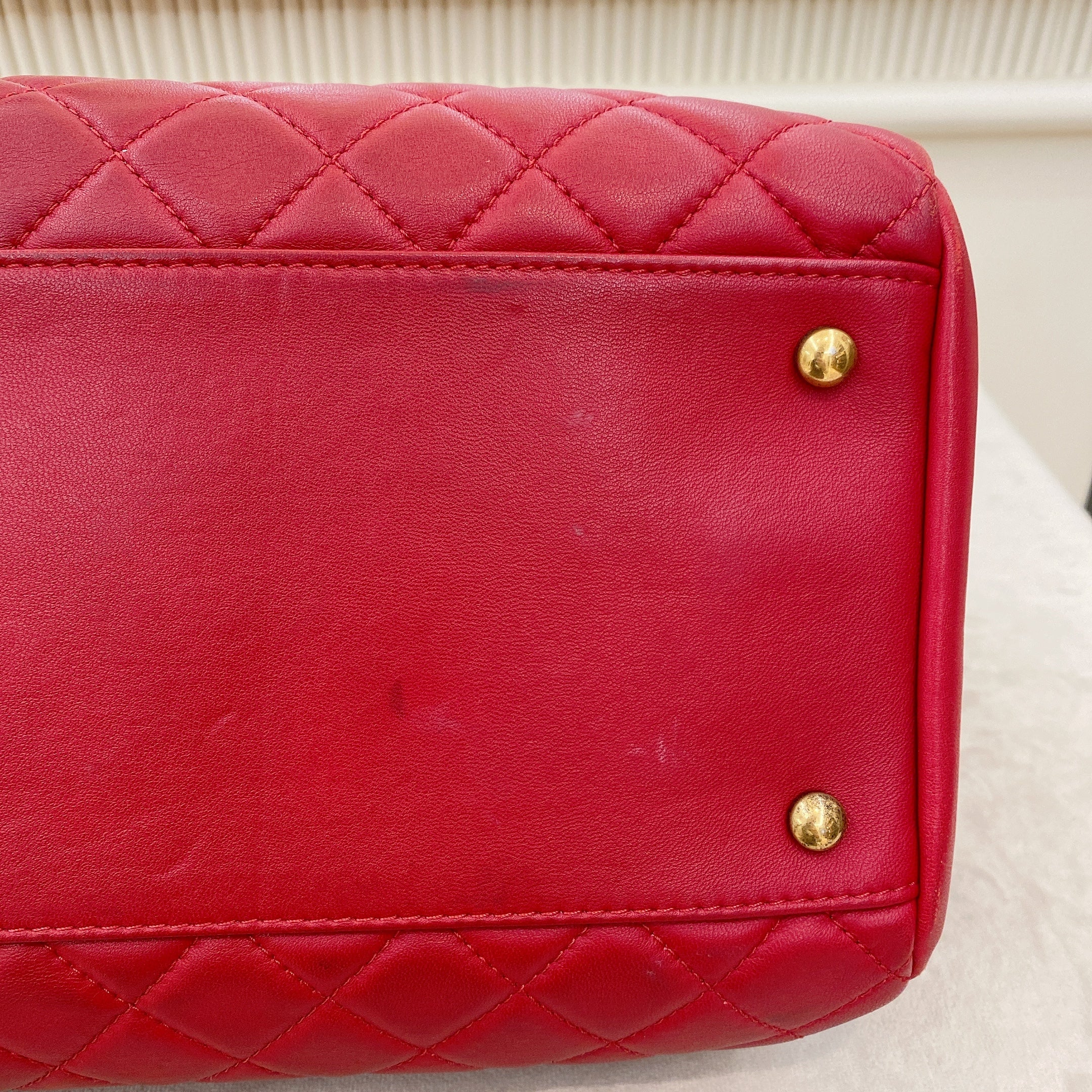 Chanel Lambskin Red Medium Mademoiselle Bowling Bag