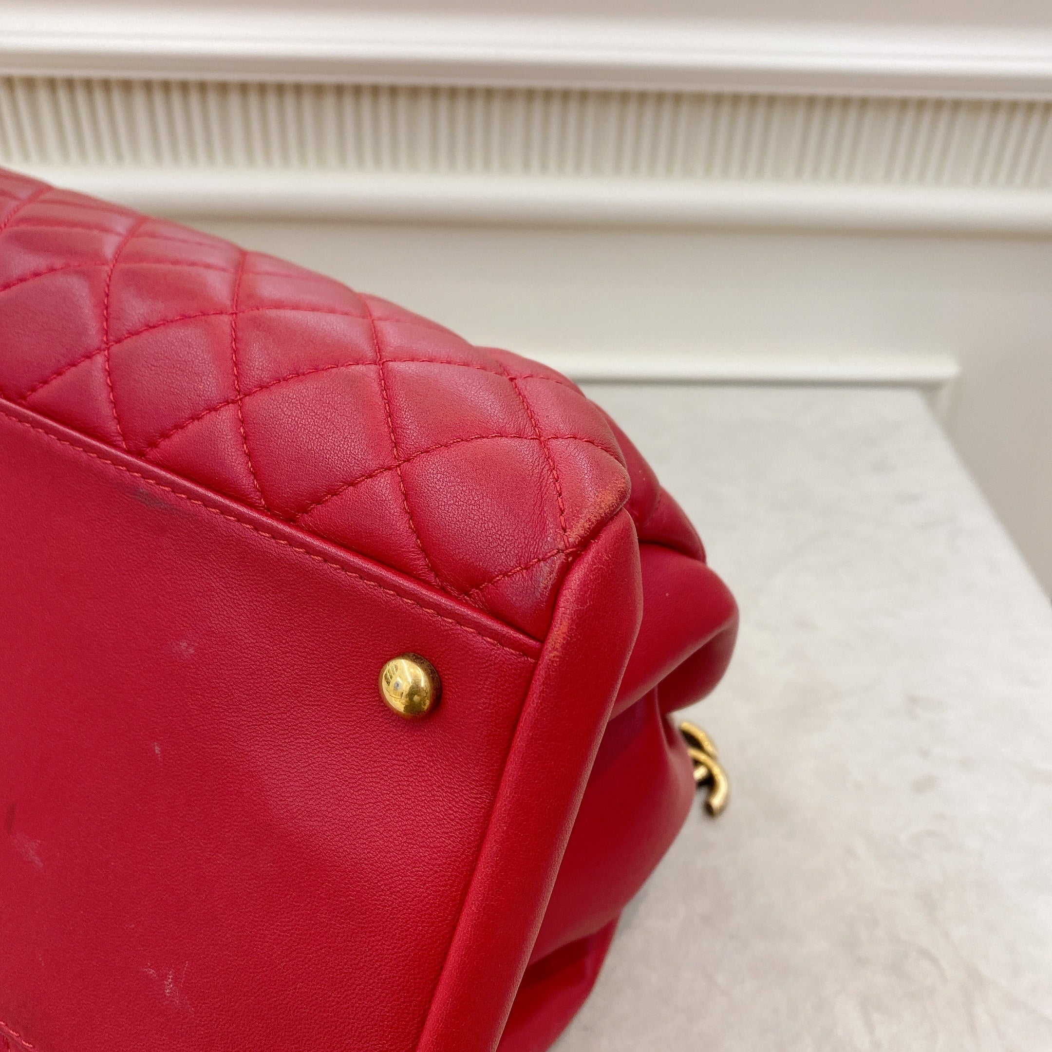 Chanel Lambskin Red Medium Mademoiselle Bowling Bag