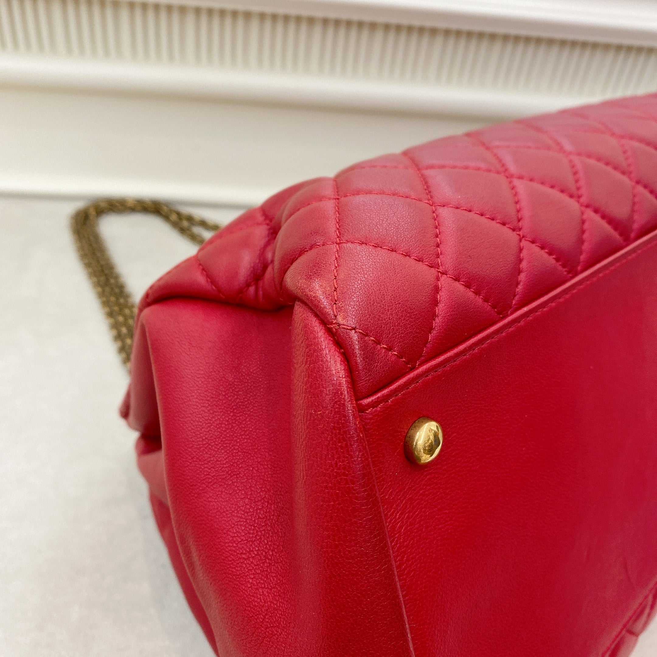 Chanel Lambskin Red Medium Mademoiselle Bowling Bag