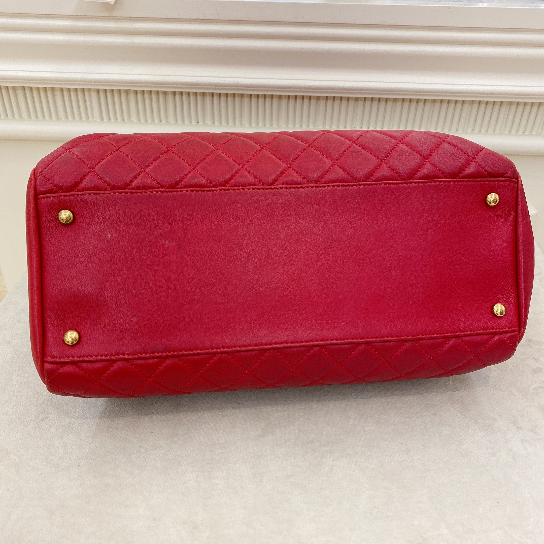 Chanel Lambskin Red Medium Mademoiselle Bowling Bag