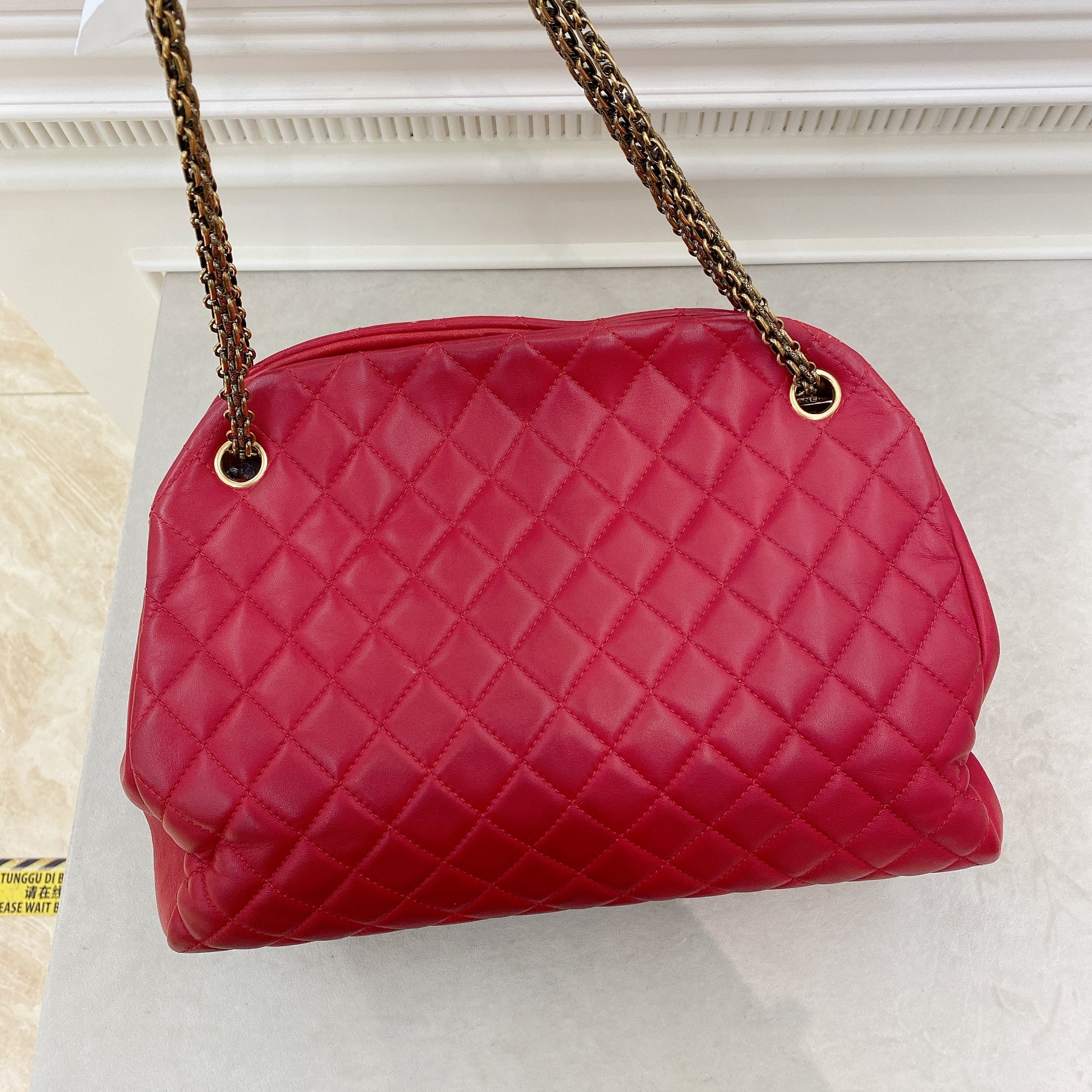 Chanel Lambskin Red Medium Mademoiselle Bowling Bag