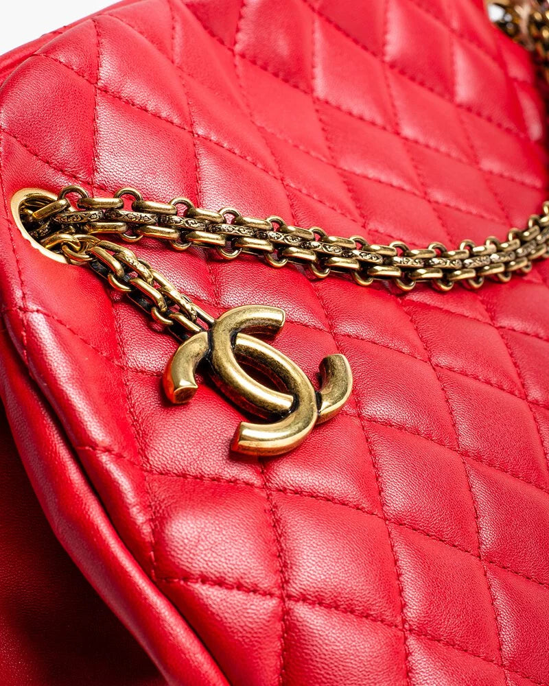 Chanel Lambskin Red Medium Mademoiselle Bowling Bag