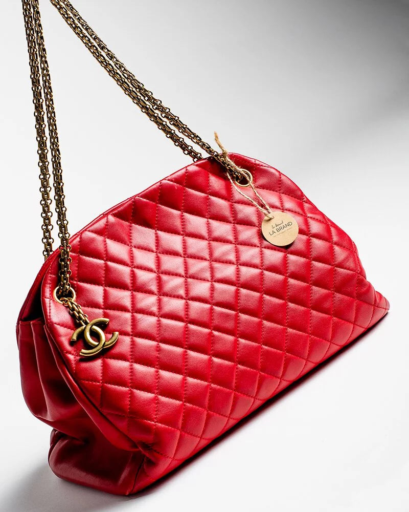 Chanel Lambskin Red Medium Mademoiselle Bowling Bag