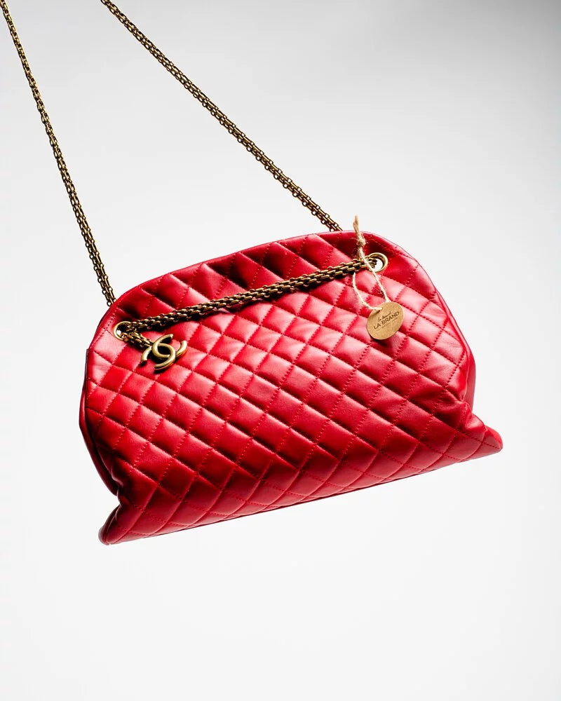Chanel Lambskin Red Medium Mademoiselle Bowling Bag