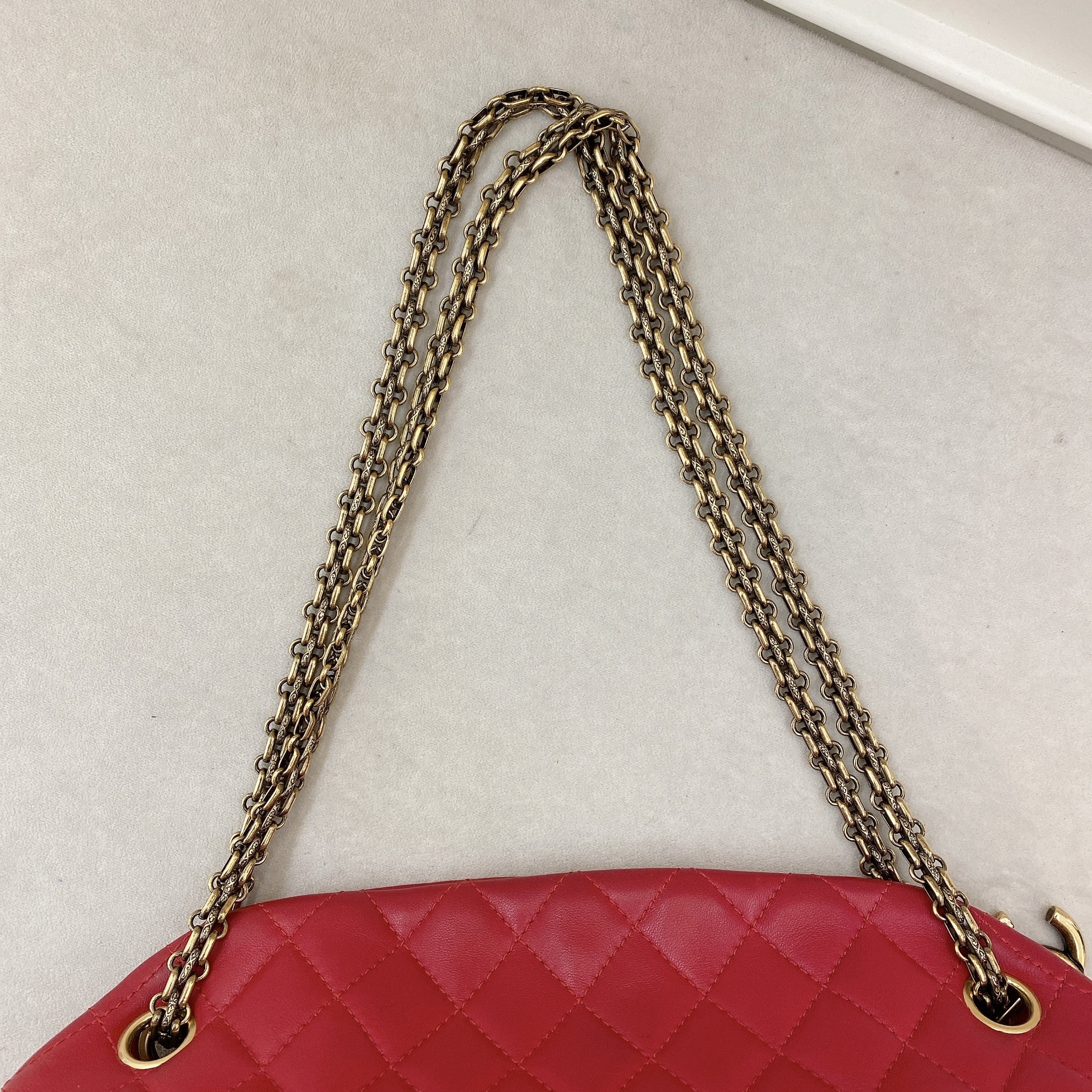 Chanel Lambskin Red Medium Mademoiselle Bowling Bag