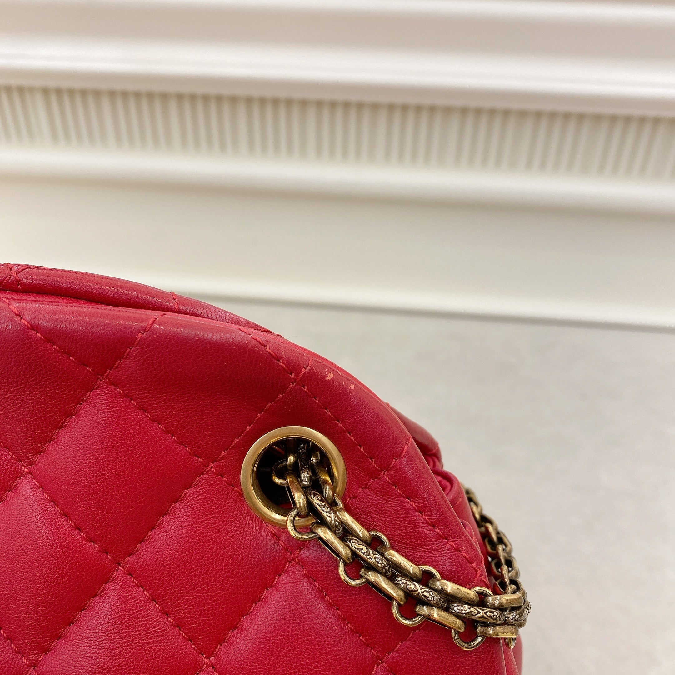 Chanel Lambskin Red Medium Mademoiselle Bowling Bag