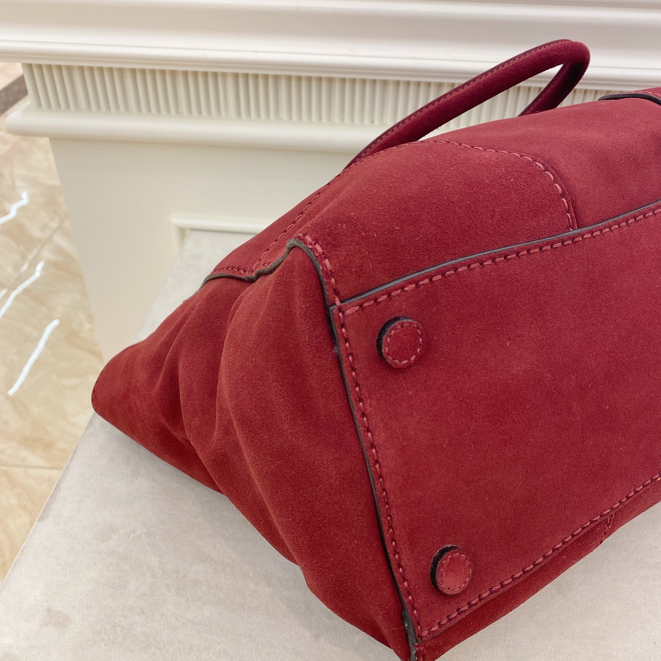 Prada Red Velvet Tote Bag